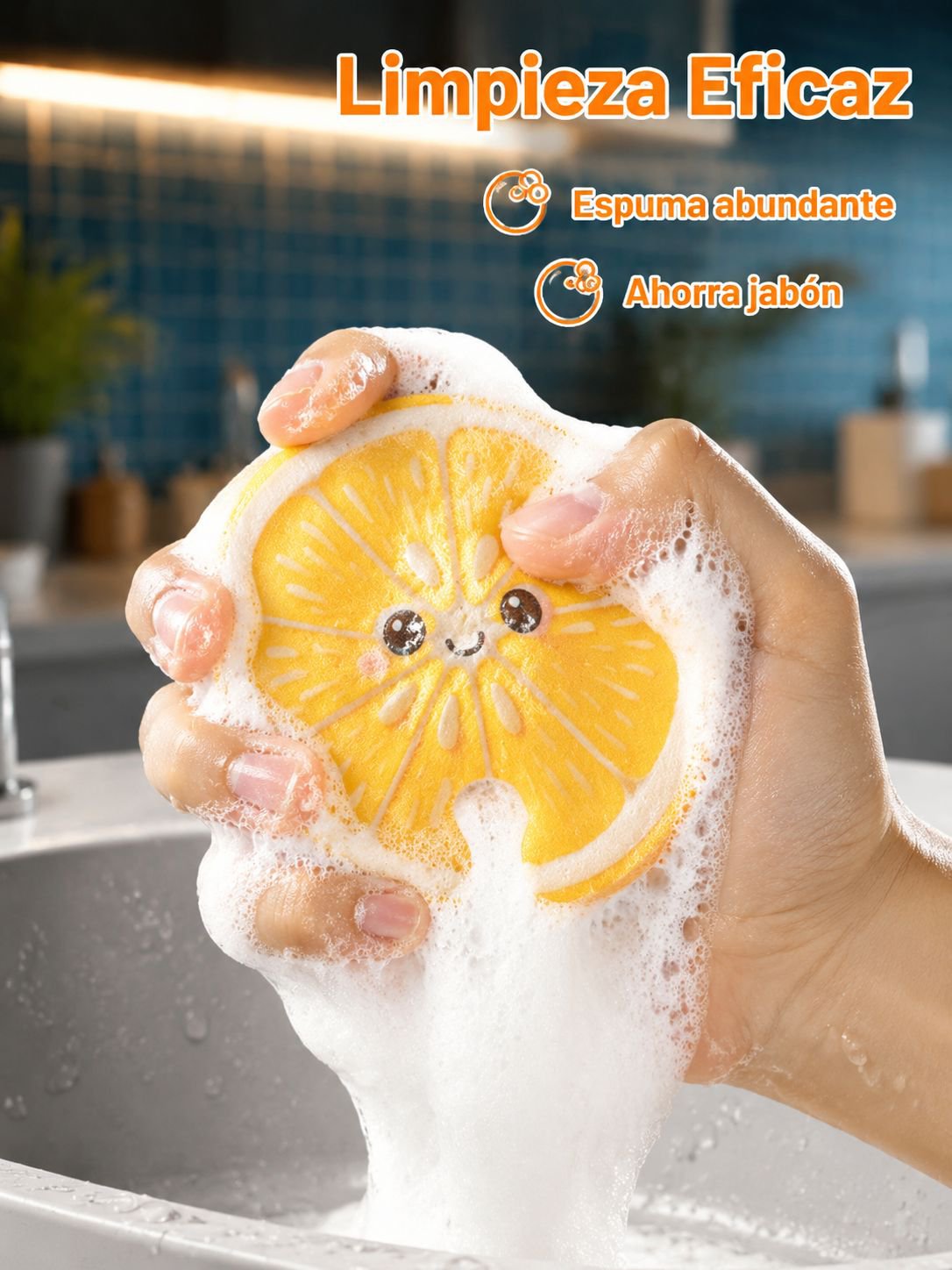 Bayeta de cocina de espuma de madera con diseño de fruta cartoon