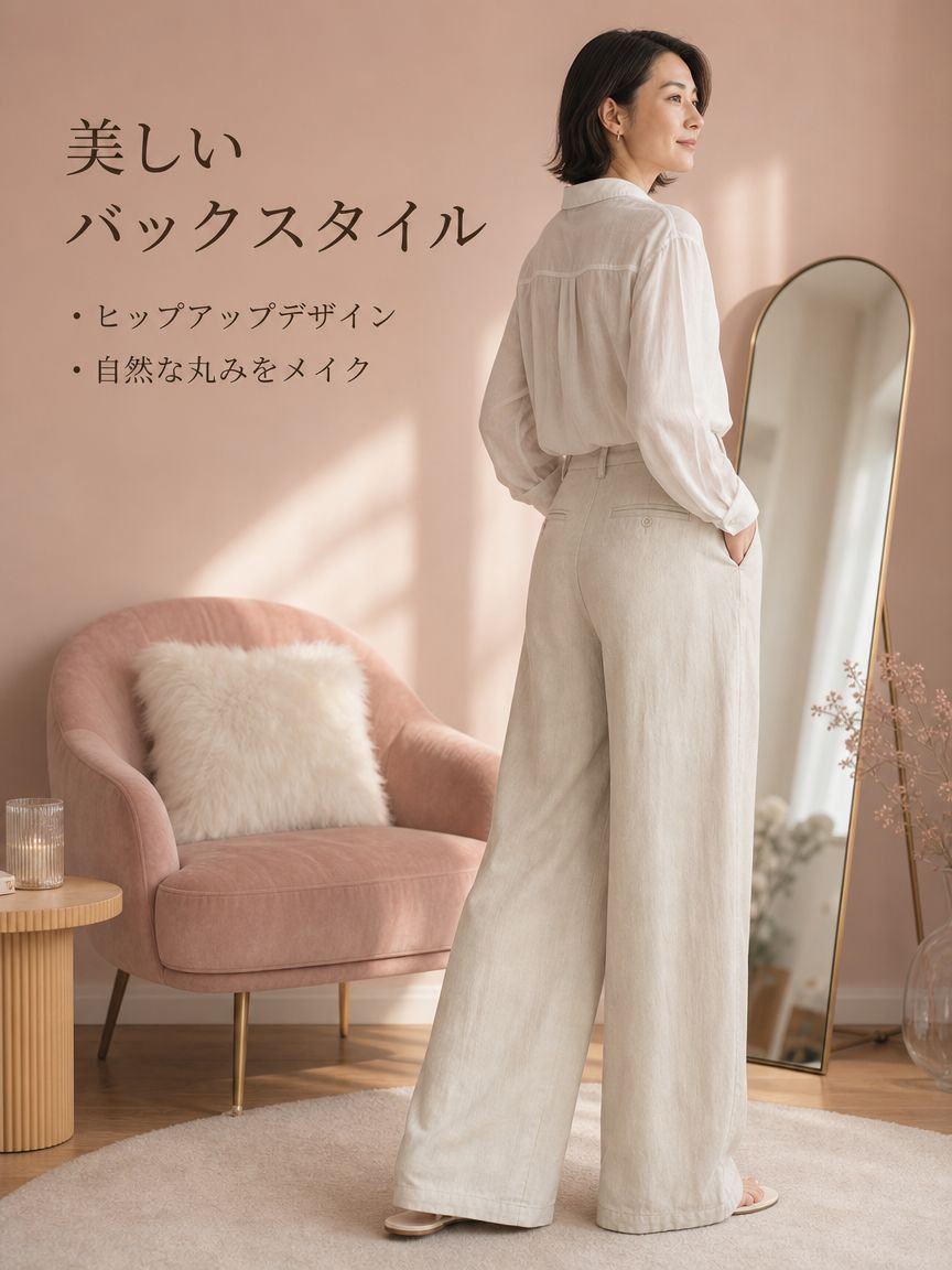 夏用薄手ドレープ感ワイドルーズ通勤通気ロングパンツ