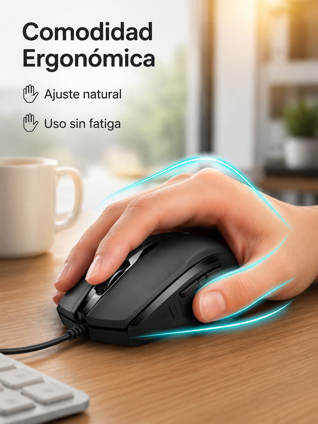 Ratón óptico con cable, perfecto para portátiles y ordenadores de escritorio