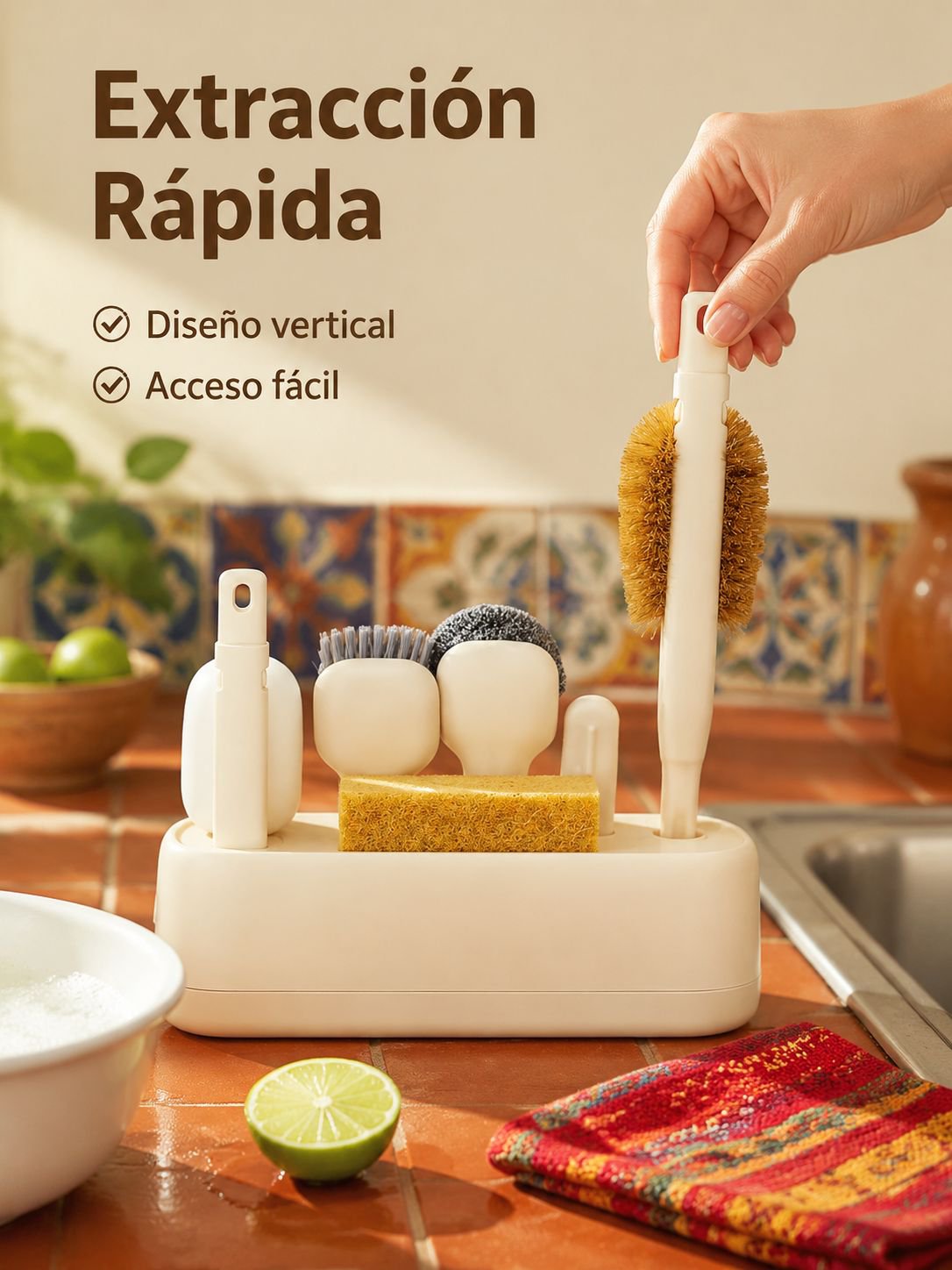 Kit de cepillos para limpieza y organización de cocina