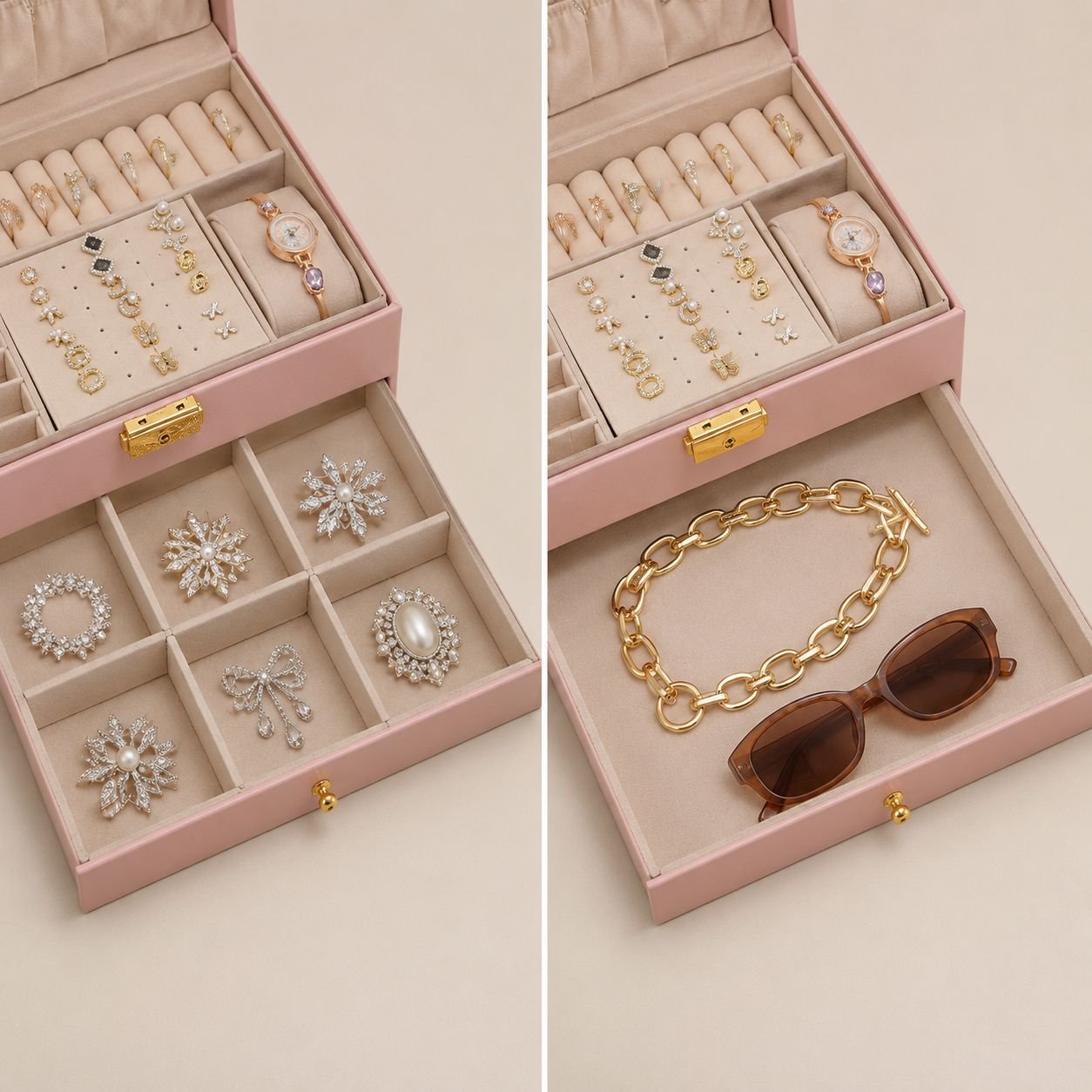 Lockable jewelry organizer for safe storage