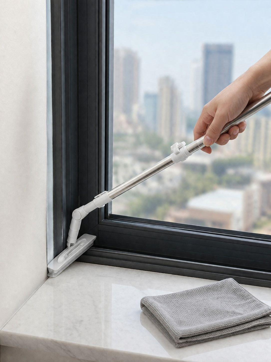 Ergonomic handle of the glass cleaning tool
