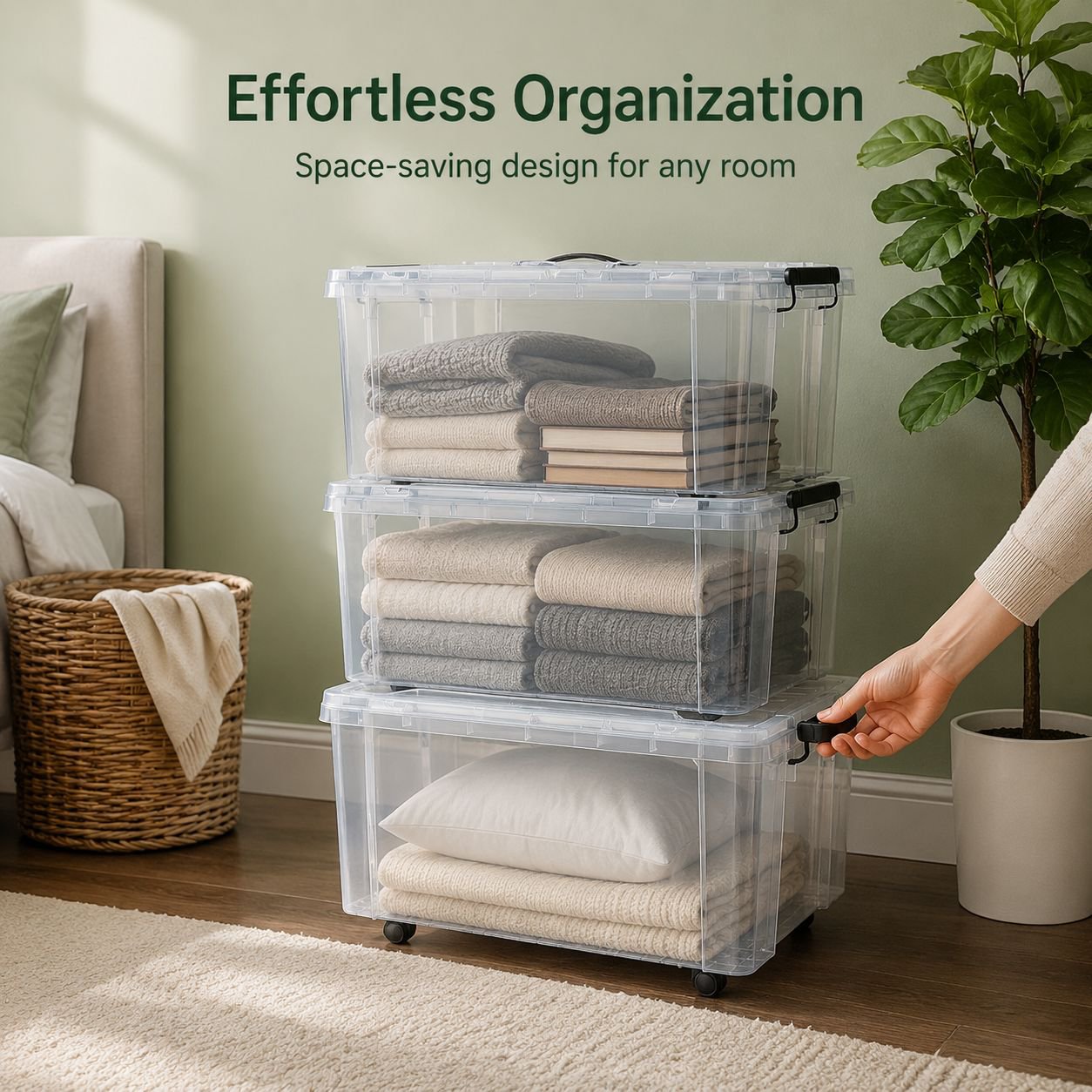 Large Plastic Storage Box with Lid