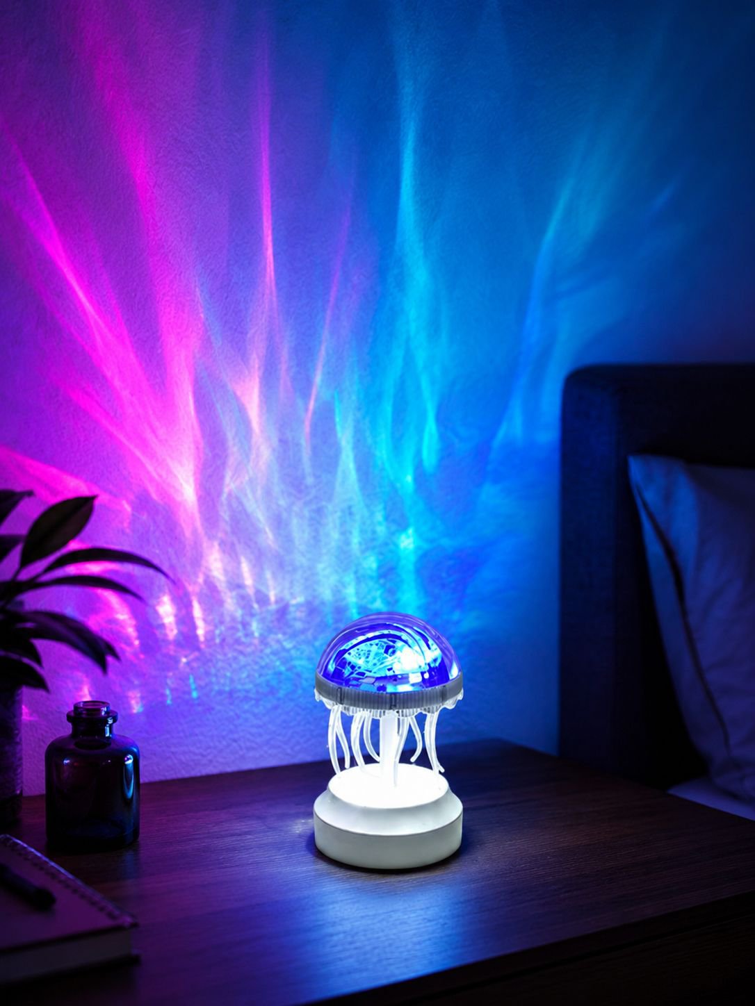 16-mode jellyfish ambient lamp on bedside table