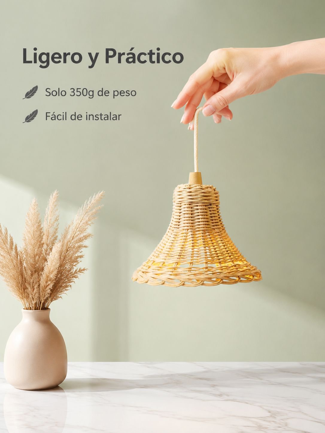 Lámpara colgante artesanal de ratán para fotografía y decoración