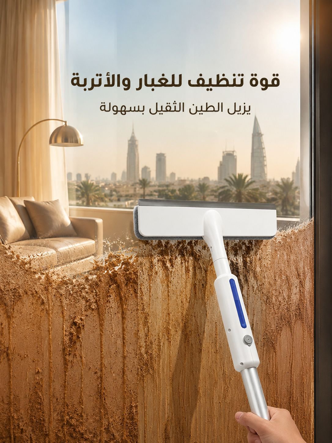 ممسحة زجاج قابلة للتمدد مع رذاذ وشريط كشط مزدوج 