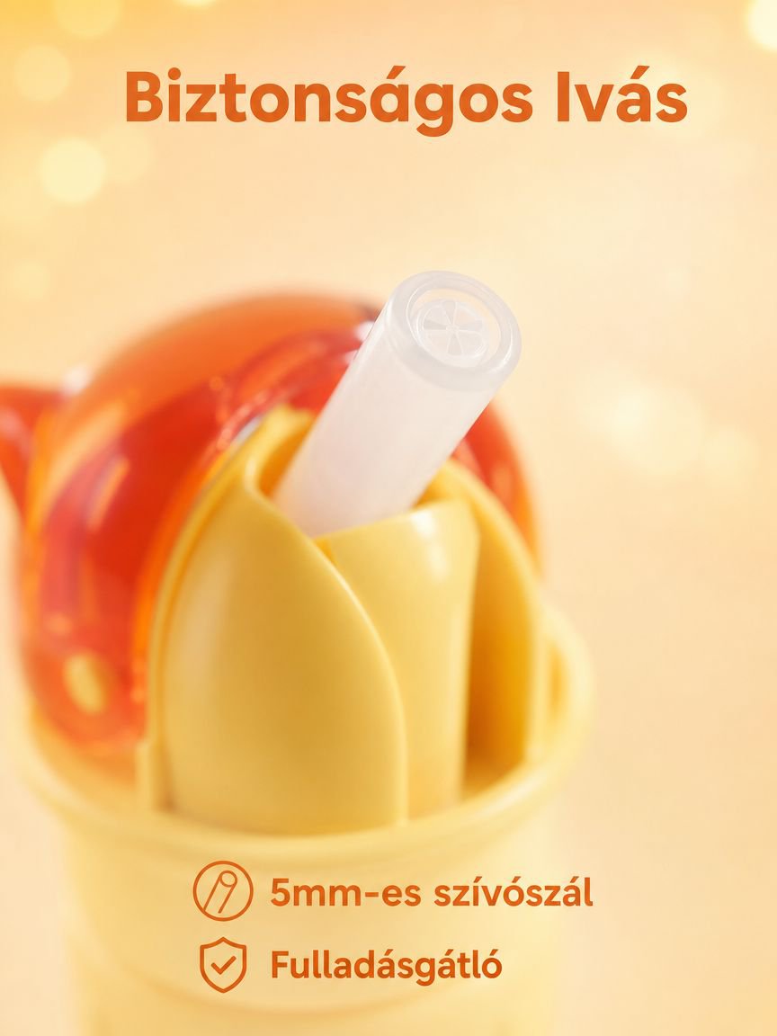 Univerzális ivópalack kupak, fulladásgátló kialakítással