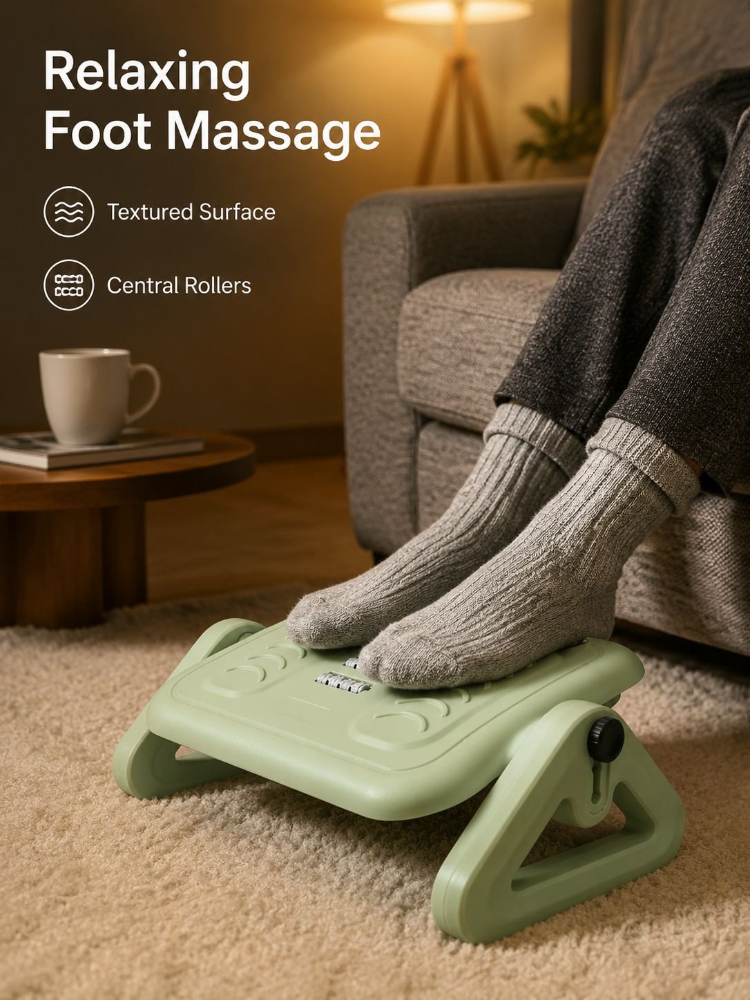 Adjustable Massage Footstool/Footrest Under Desk/Anti-Crossing Leg Pad