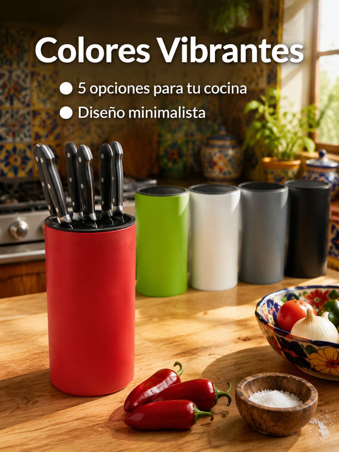 Portacuchillos multifuncional de plástico