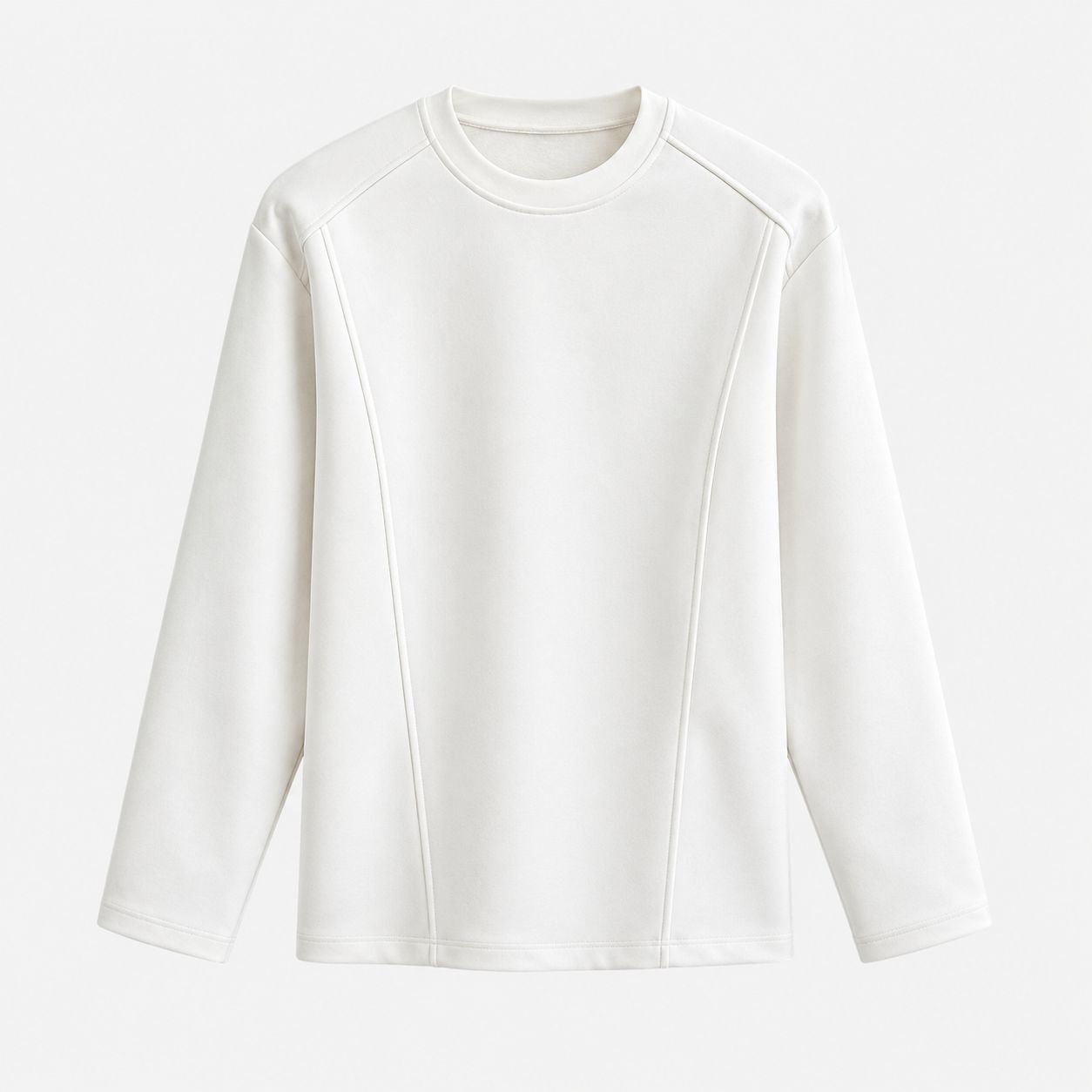 Autumn Men's Basic Heavyweight White Deconstructed Long-Sleeve T-Shirt Inner Layer