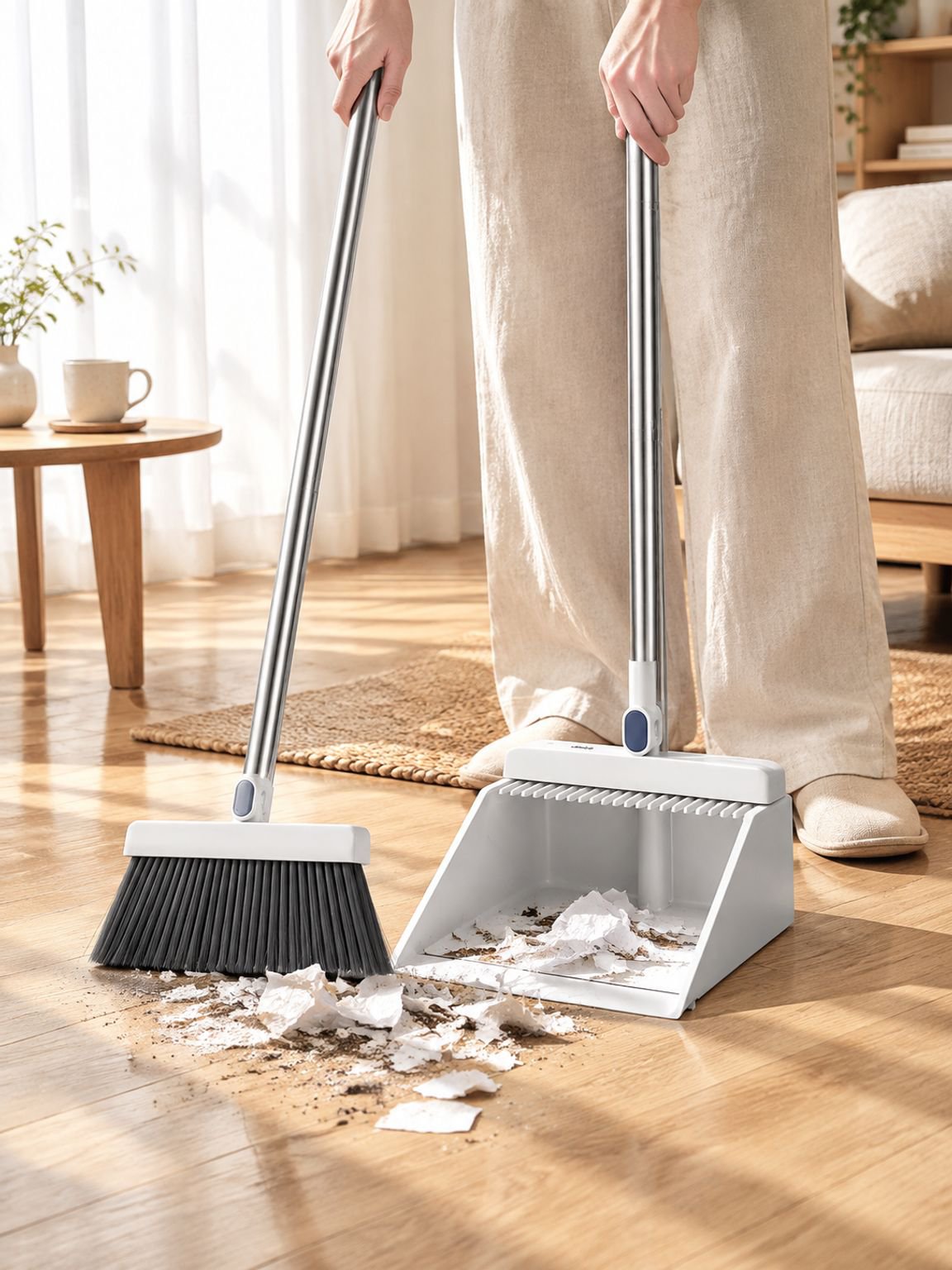Thickened and enlarged foldable broom set with ergonomic design