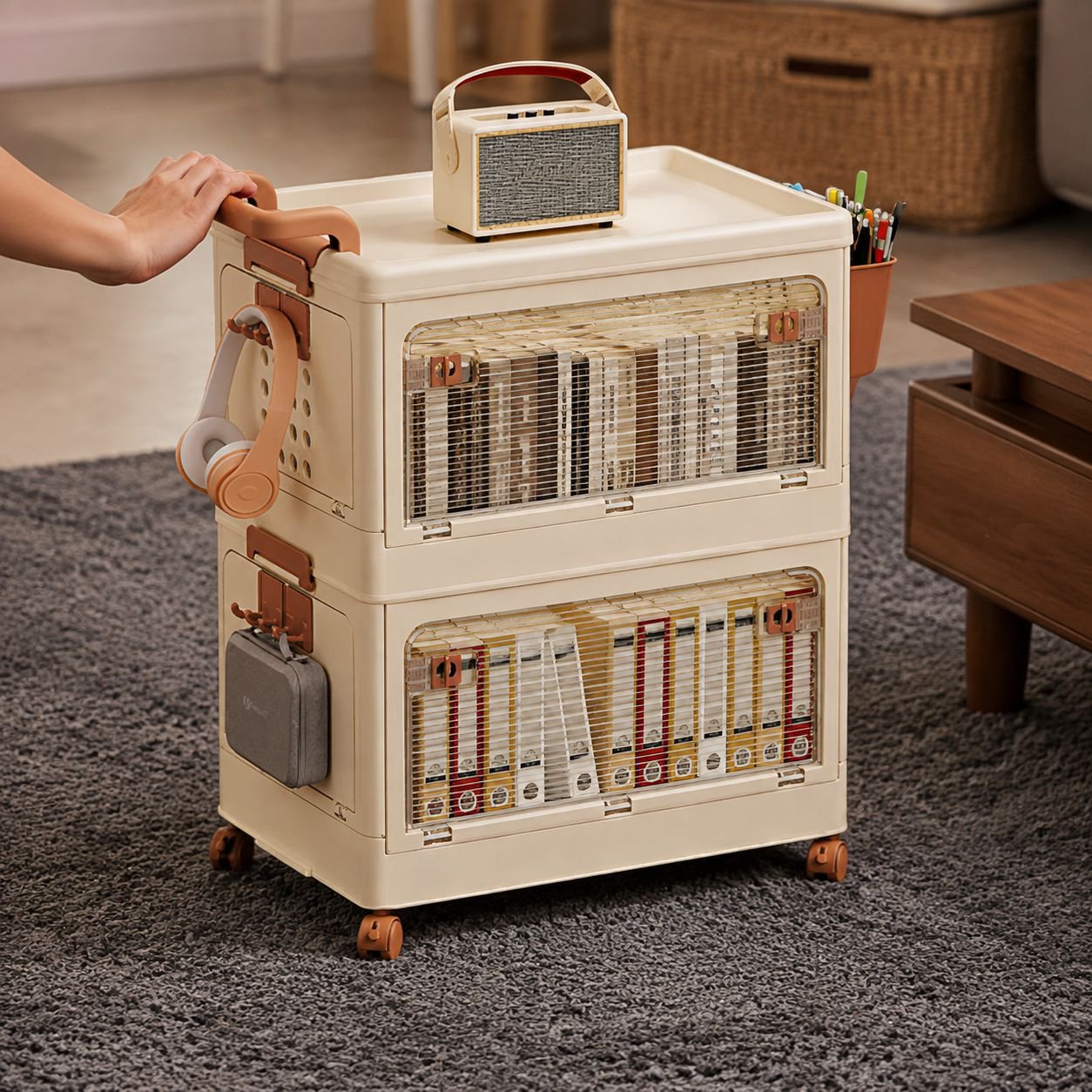 No Installation Foldable Household Storage Cabinet Children's Snack Trolley Organizer