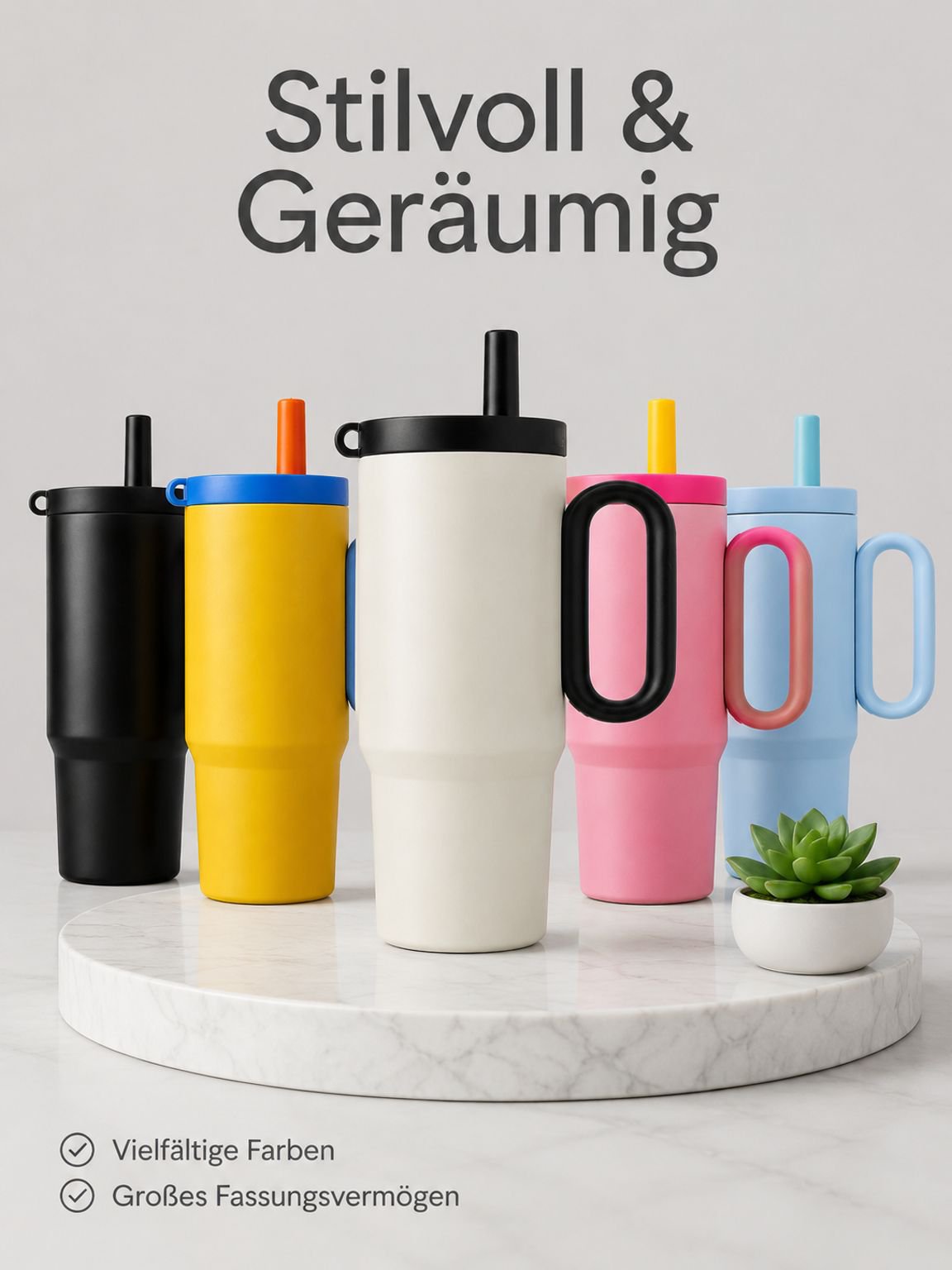 Stylischer und großer Edelstahl-Thermobecher/Eisbecher