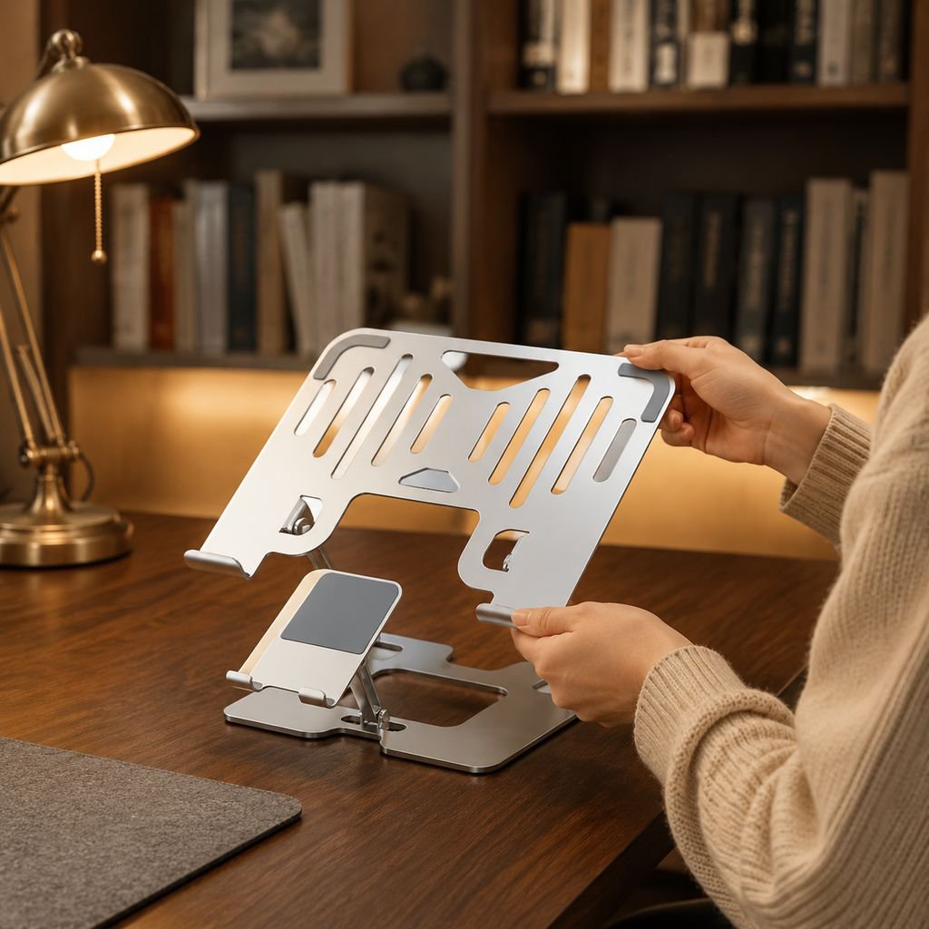 Soporte multifuncional con ventilador silencioso para portátil y móvil