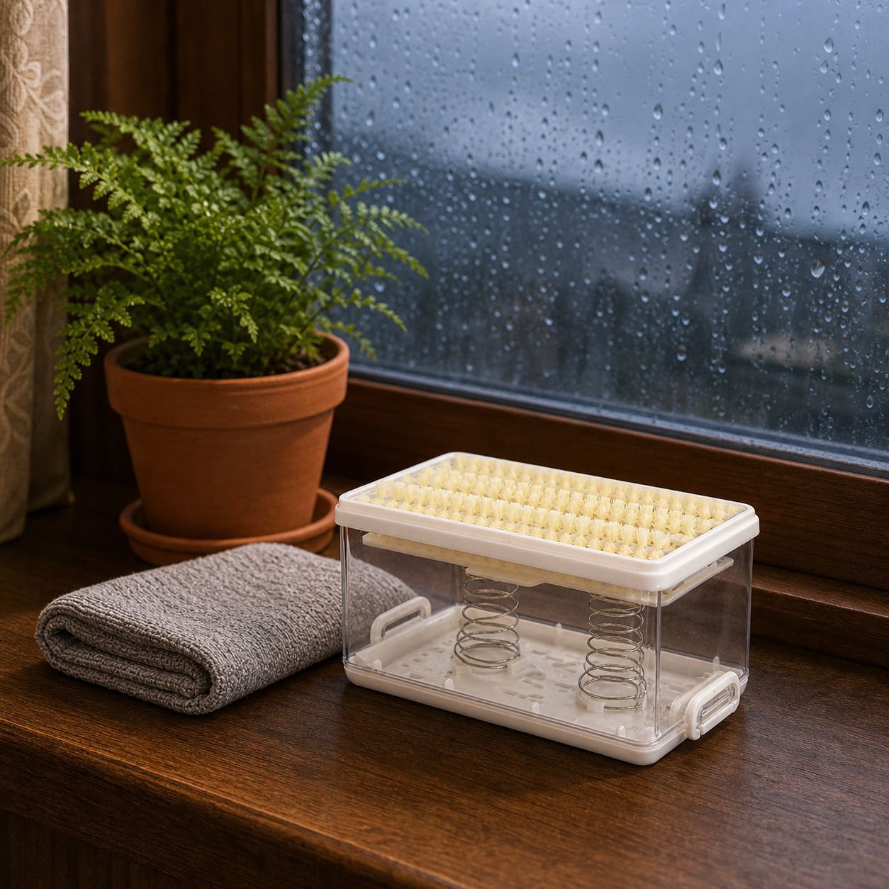 Easy-to-use foaming soap box for kitchen use