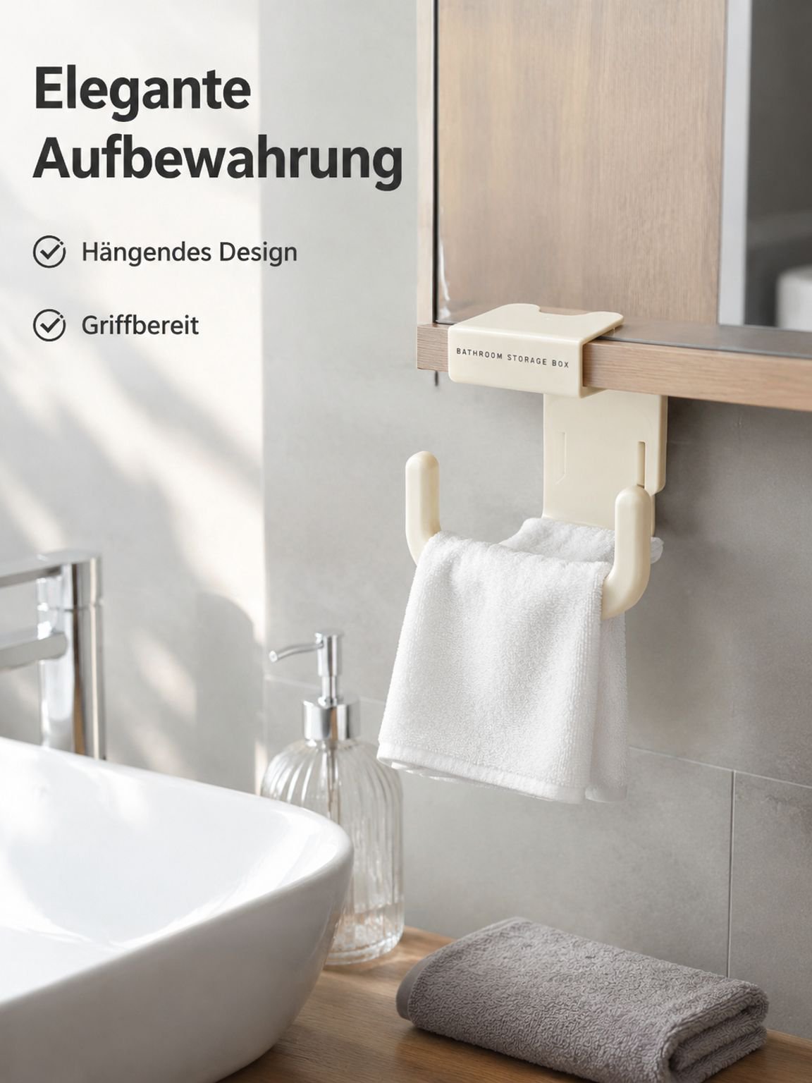 Wandmontierter, bohrfreier Toilettenpapier-Organizer und Halter