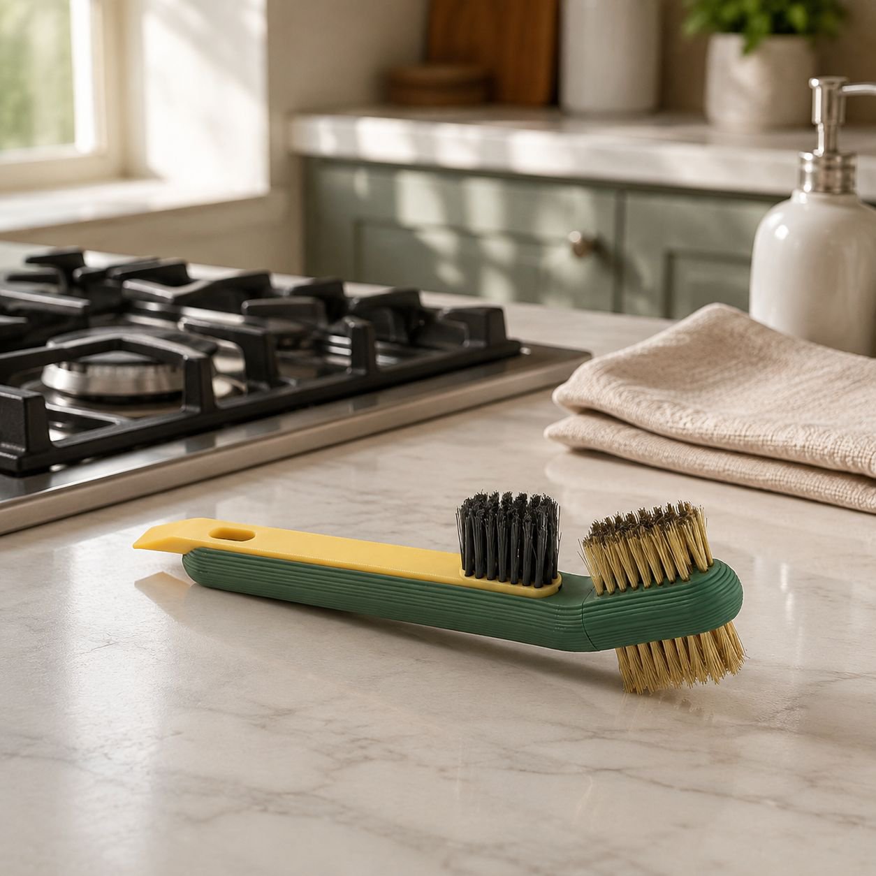 Multifunctional Kitchen Stove Cleaning Brush with Scraper