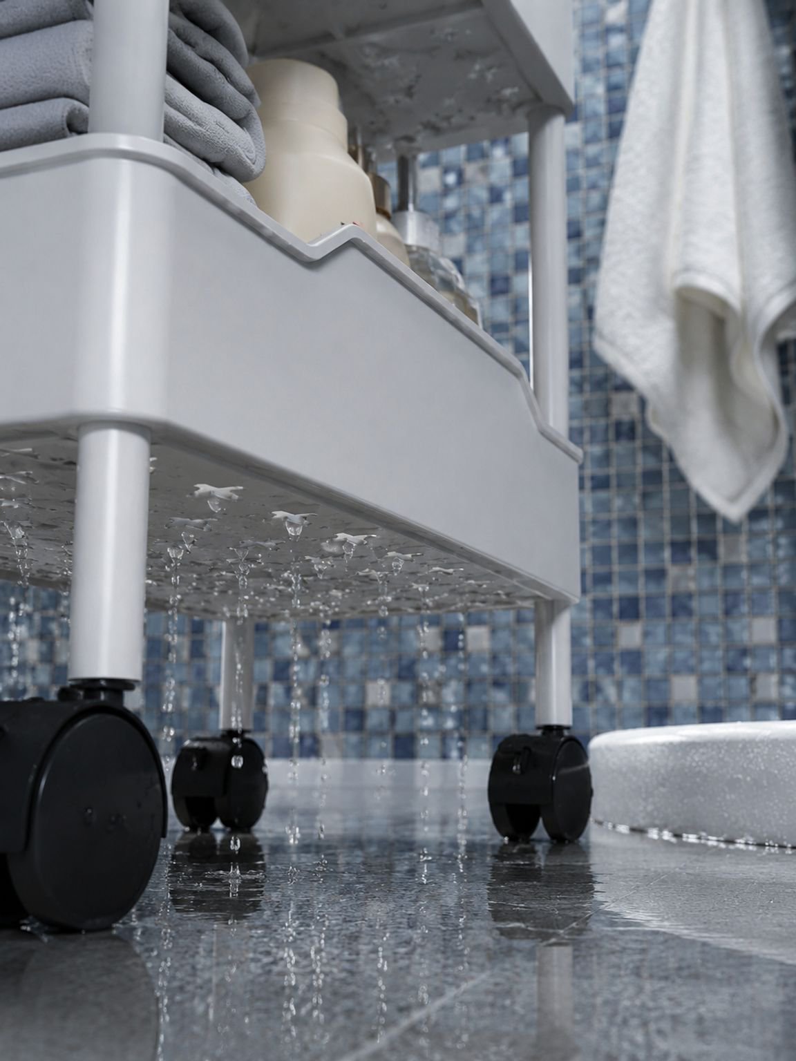 Organizador de baño con estantes múltiples