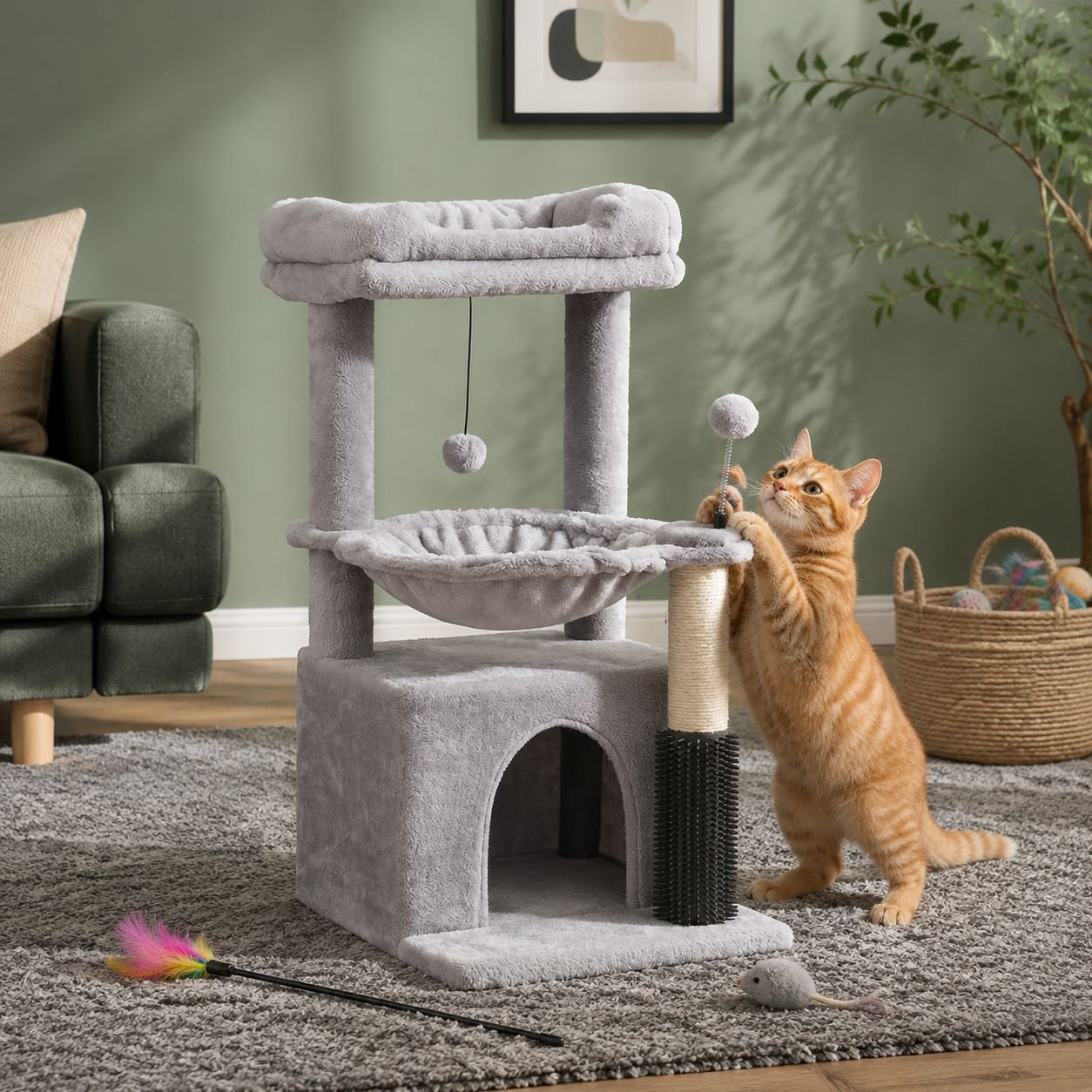 Cat climbing shelf for cats Sisal design scratching pillar jumping platform litter dumping cat tree