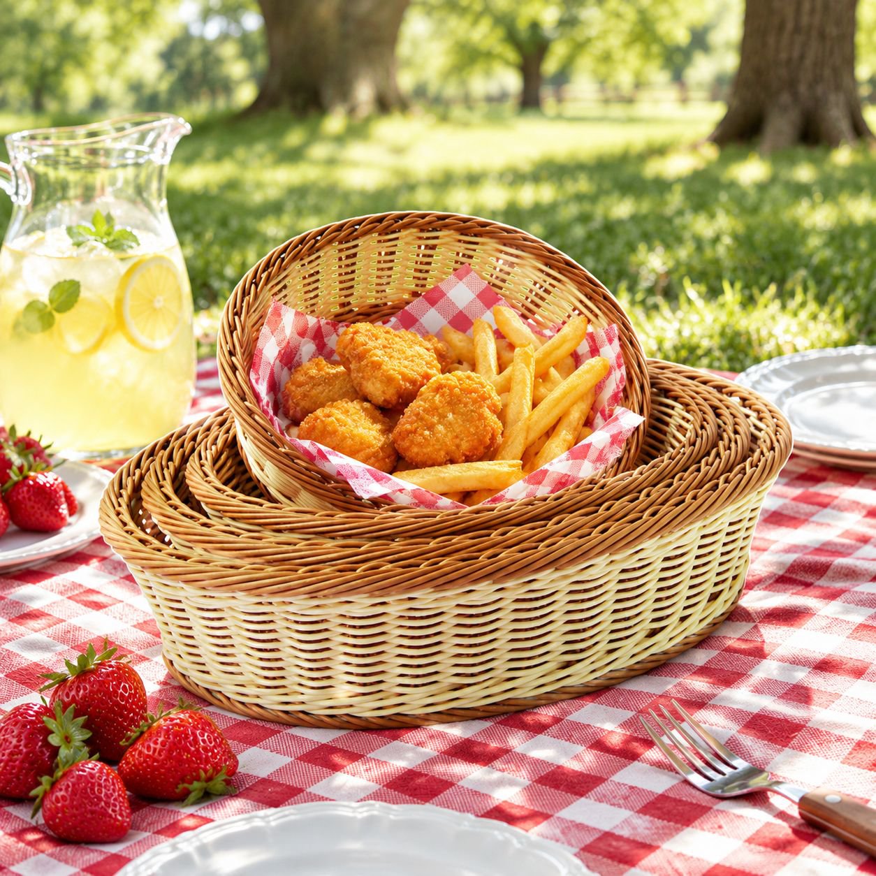 Imitation Rattan Bread Basket with handcrafted texture and rustic appeal