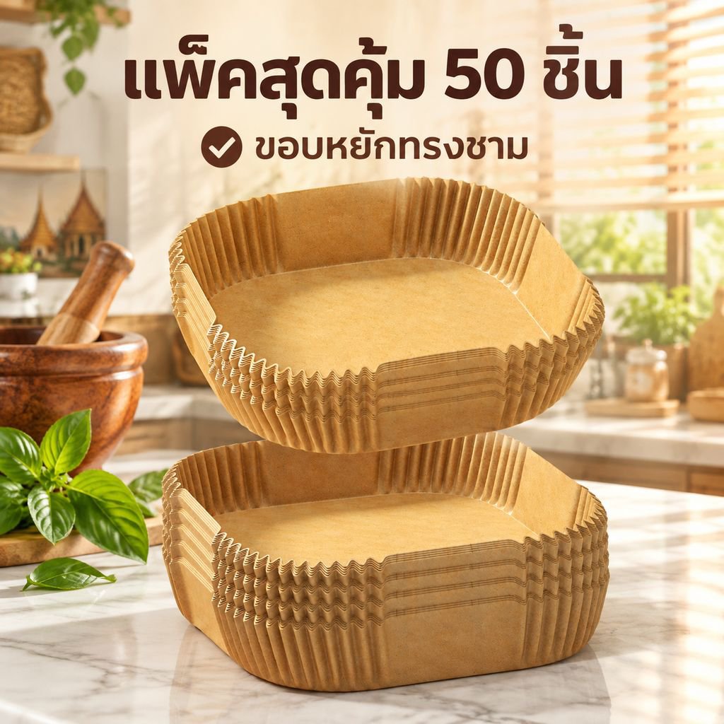 กระดาษรองอบกันน้ำมันทรงสี่เหลี่ยม