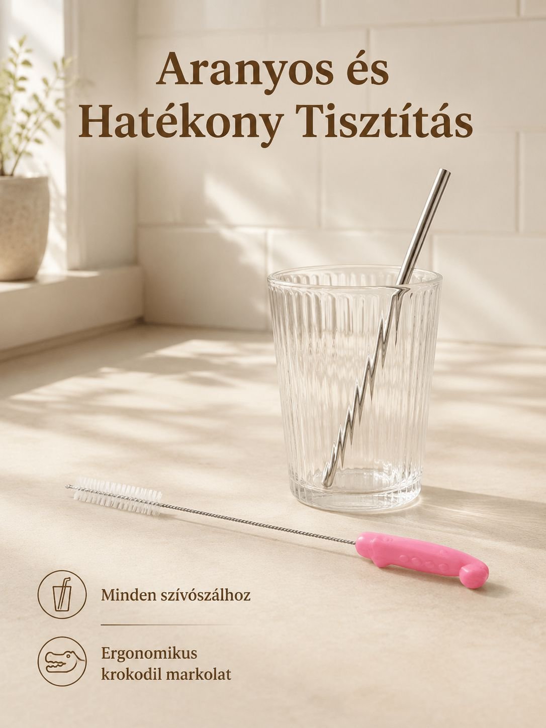 Krokodil szívószál tisztító kefe
