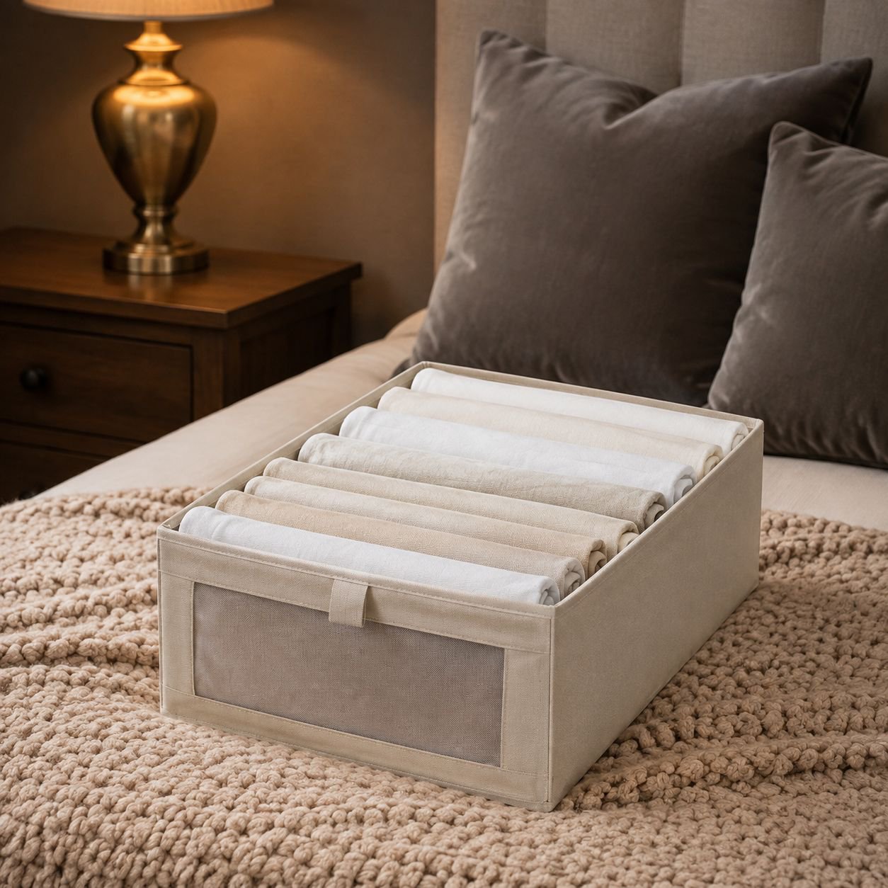 Breathable cotton fabric underwear storage container