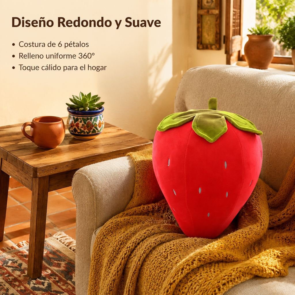 Almohada de Peluche con Diseño de Fresa Linda