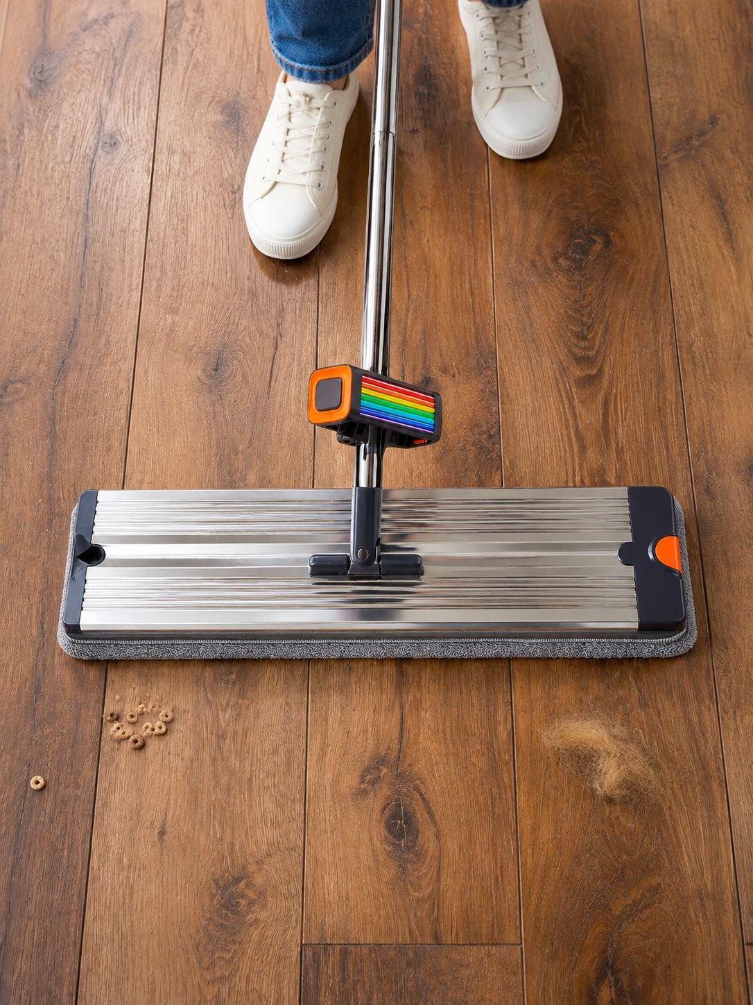 360 degree rotating flat mop head for easy cleaning