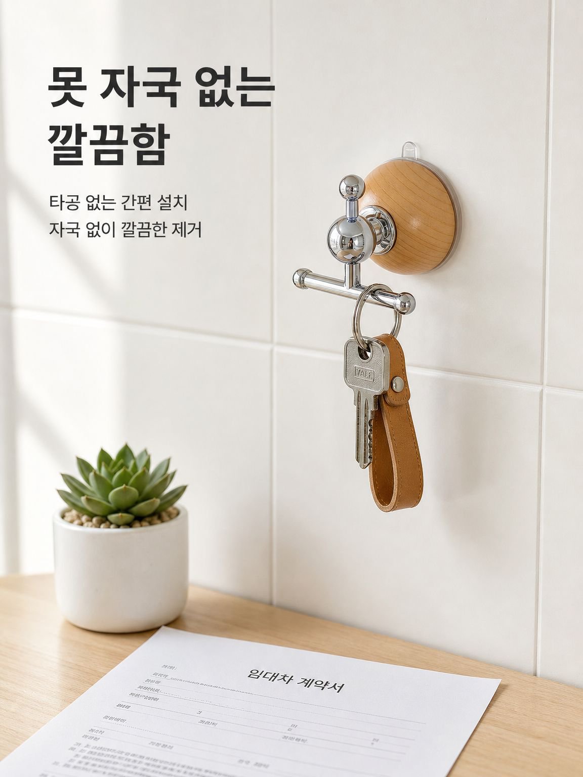 원목 무타공 흡착 후크