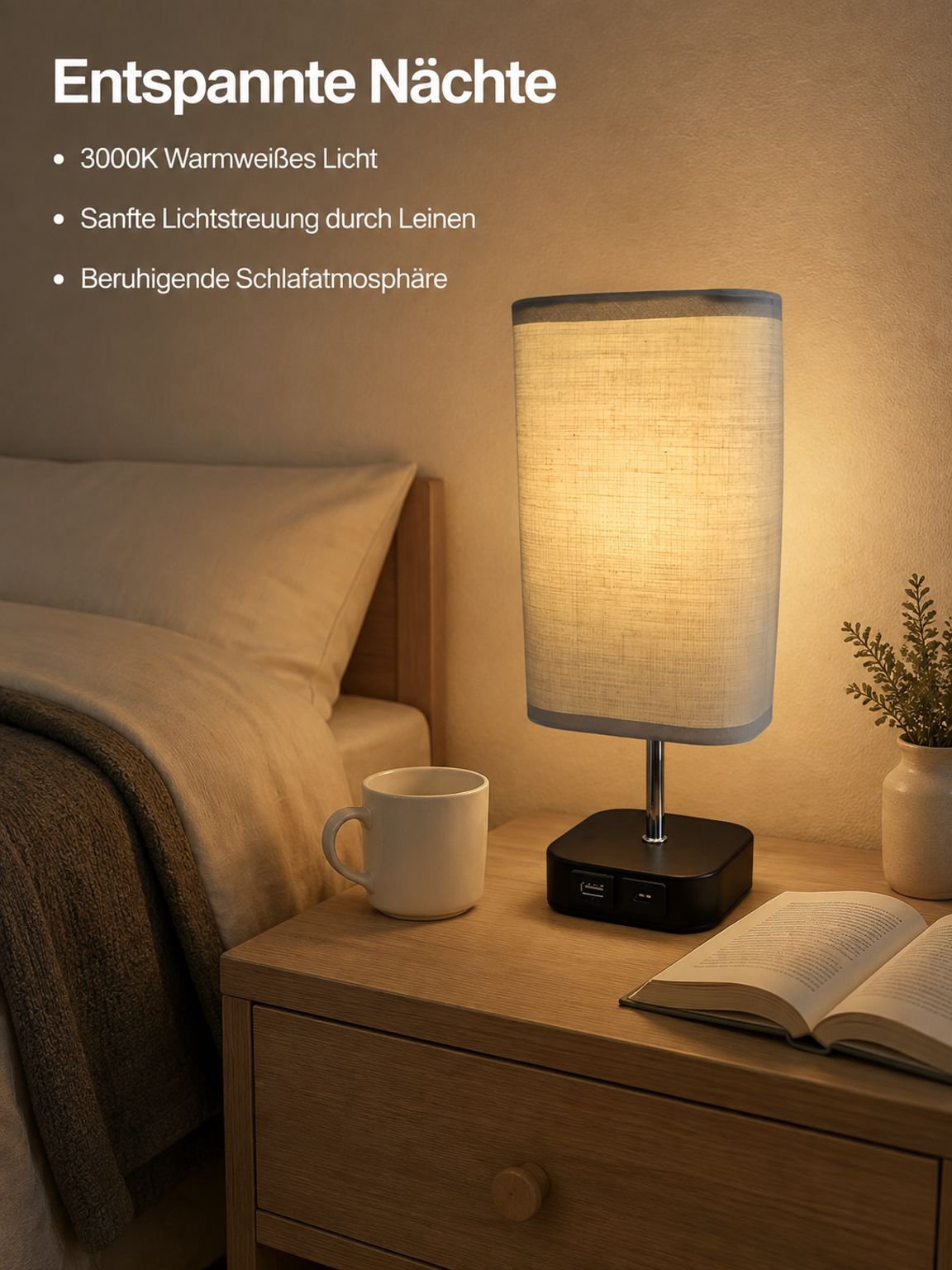 Tischlampe mit Dual-Adapter Hochspannungsaufladung privates Modell dreistufig dimmbar