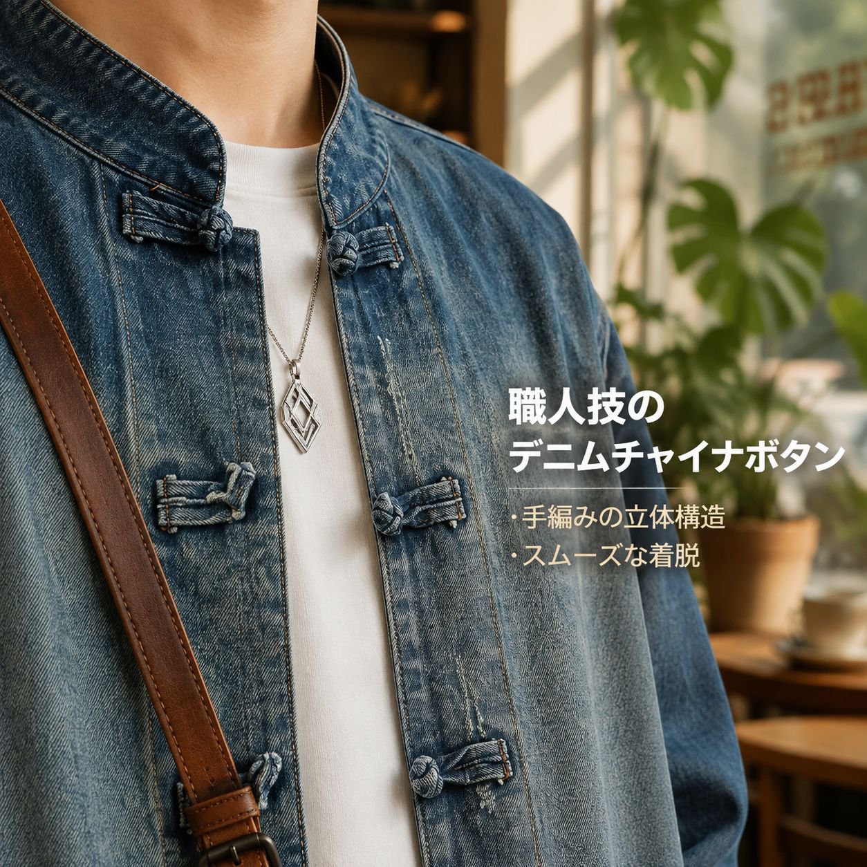 青年用大きいサイズ中国風デニムジャケット メンズ 中華風唐装アウター