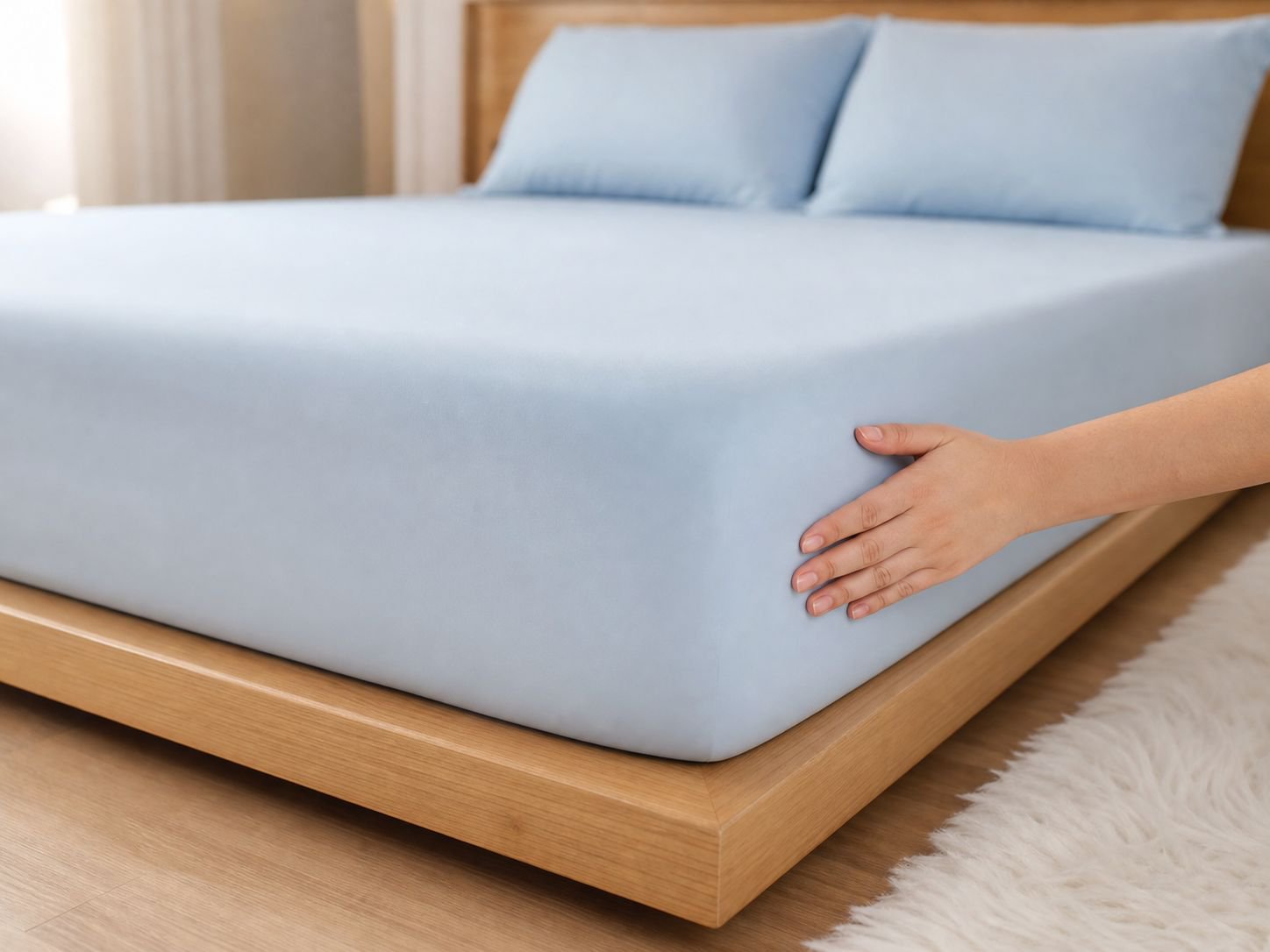 Moisture-wicking nylon ammonium silk fitted sheet