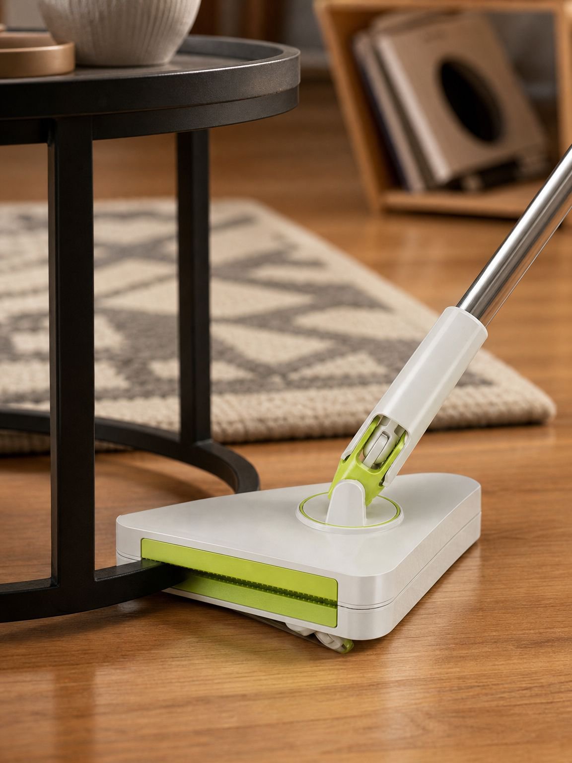 Close-up of the comfortable grip cleaner handle