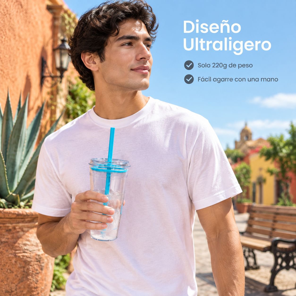 Vaso de Café con Pajita Alta Transparencia Estilo Tritan