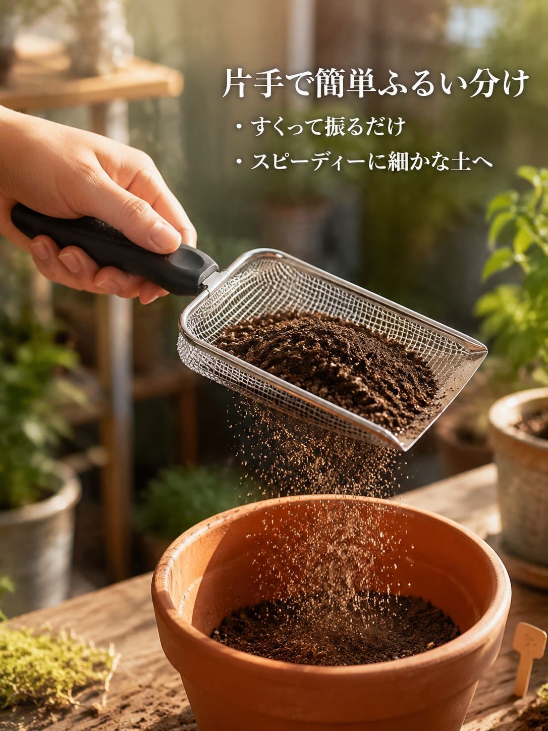 ハンドル付きガーデンふるい