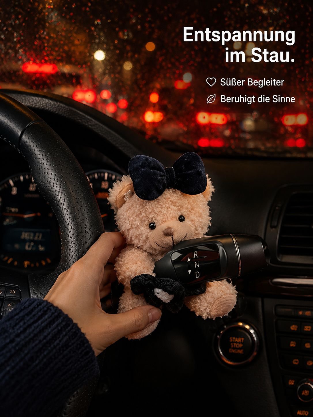 Niedliche Bären-Auto-Deko für Schalthebel, Lenkrad und Scheibenwischerhebel