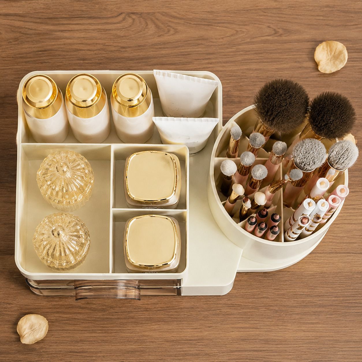 Multi-functional desktop cosmetic organizer