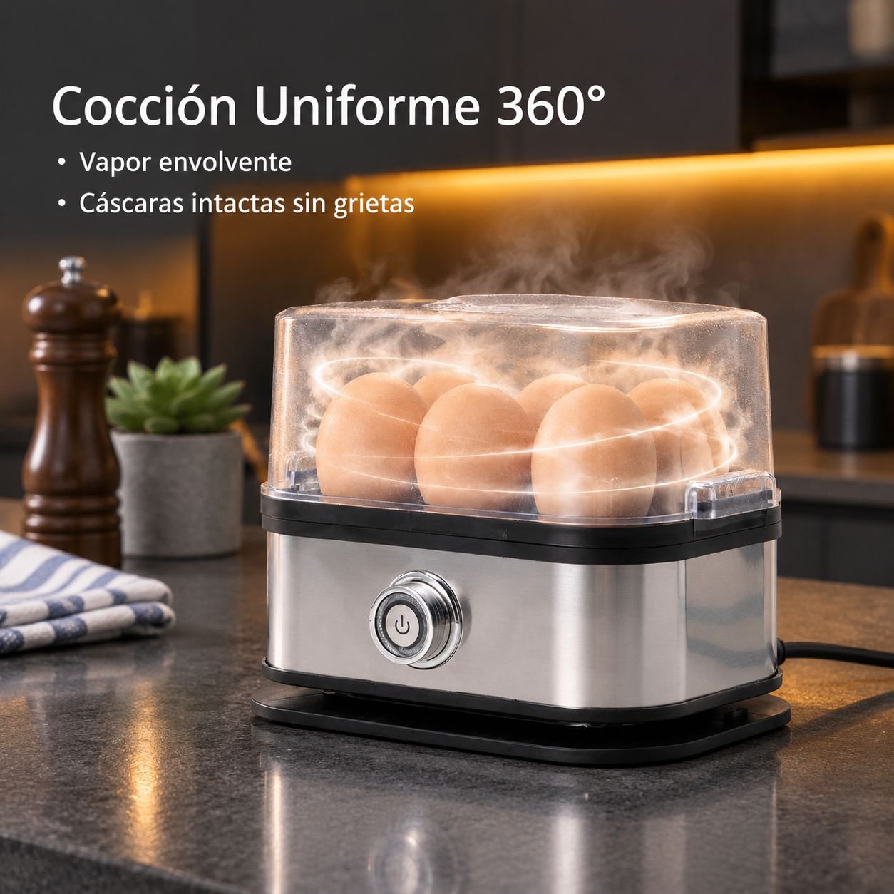 Cocedor de huevos multifuncional y rápido
