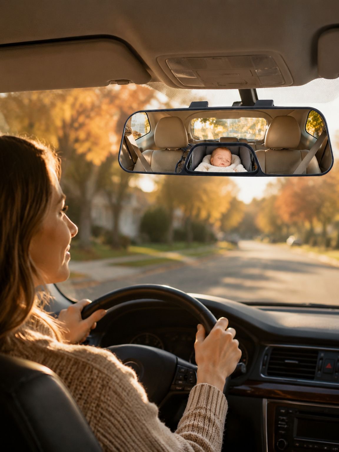 Car rearview mirror with wide field of view, car child observation mirror, rotatable car baby mirror