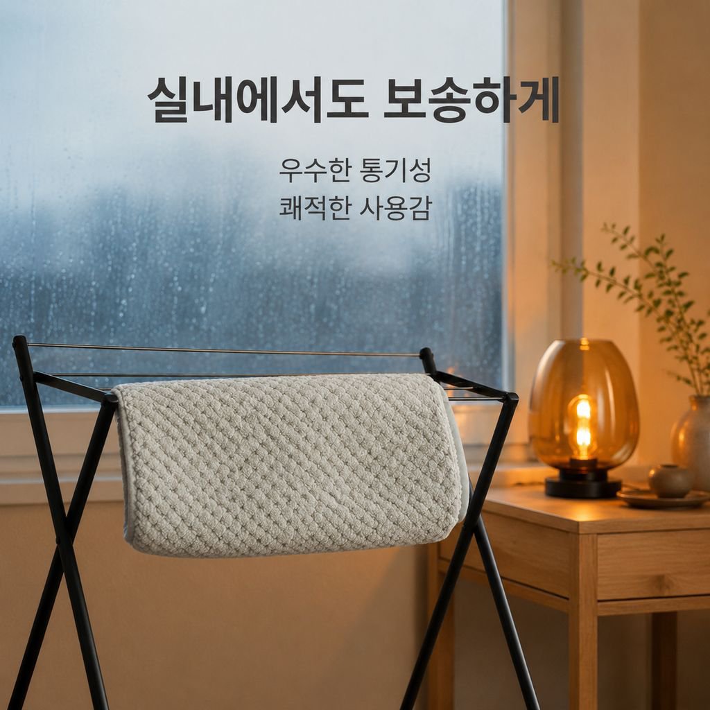 코랄 플리스 파인애플 격자 타월
