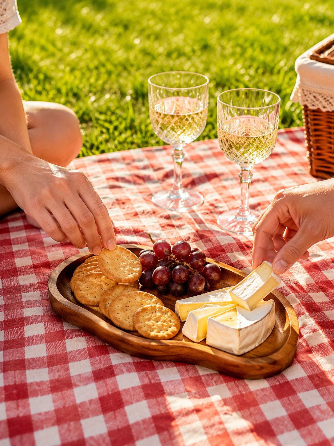 Elegant natural wood serving tray for drinks and snacks