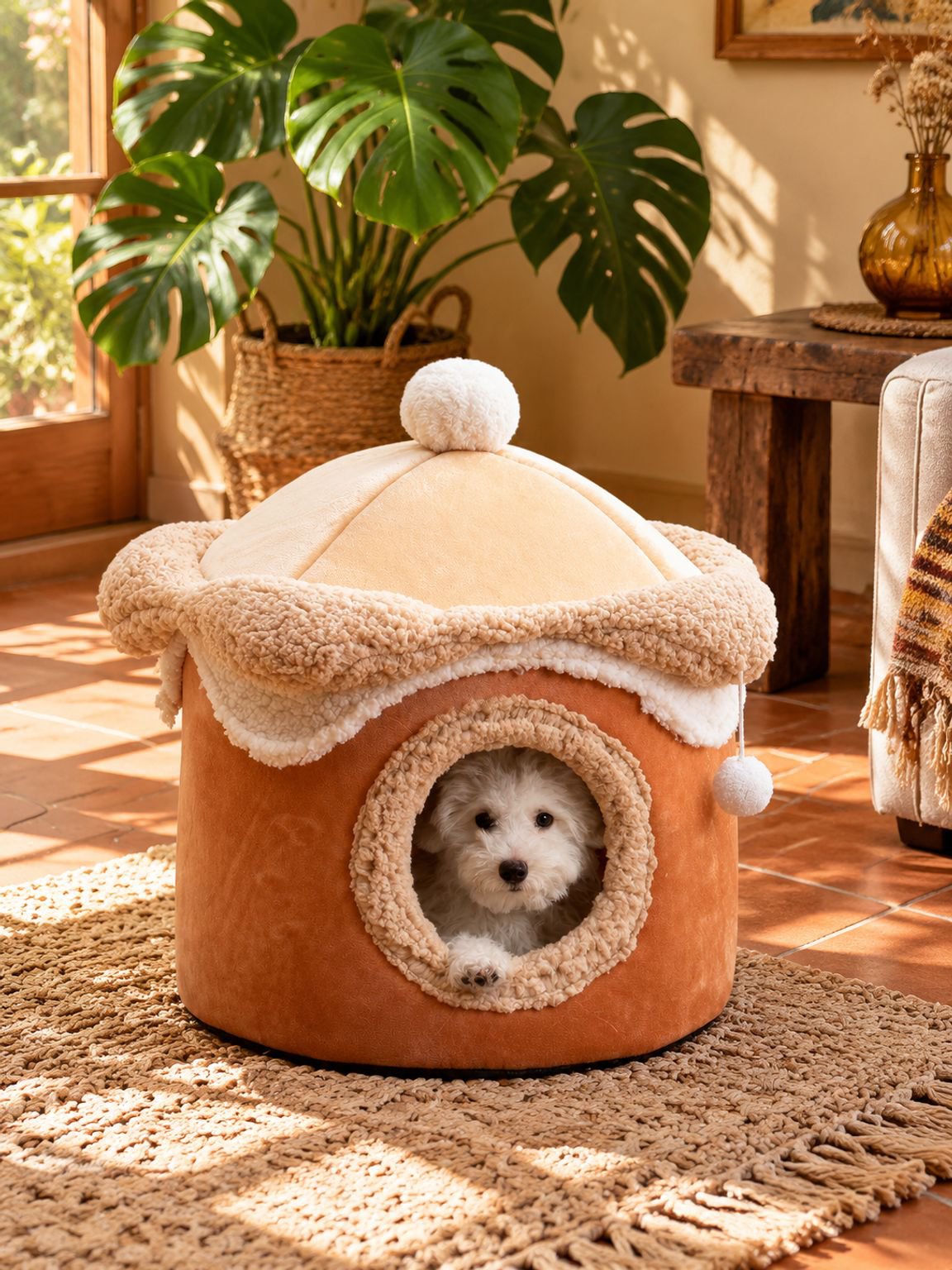 Cama cómoda y cálida para mascotas en forma de helado