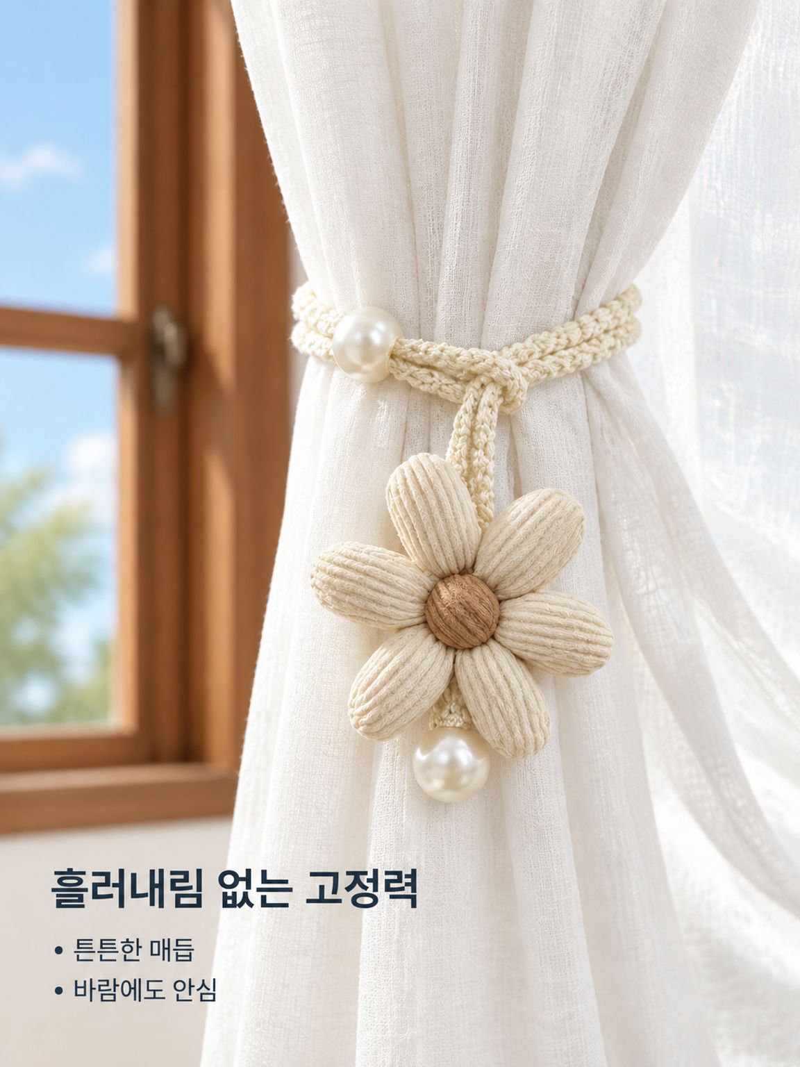 진주 버튼 커튼 로프