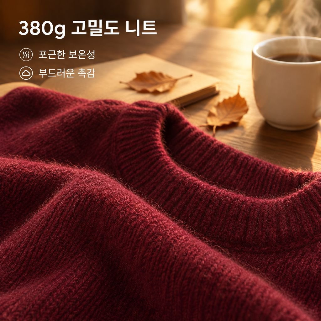 가을겨울 여성 POLO 카라 데님 배색 레이어드 니트 상의