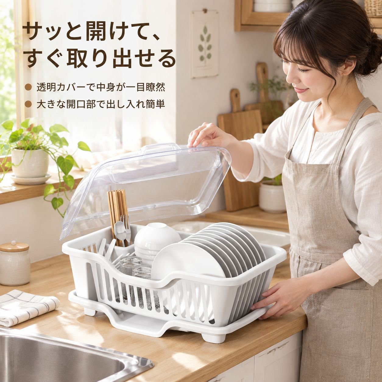 プラスチック製キッチンカウンター用食器ラック