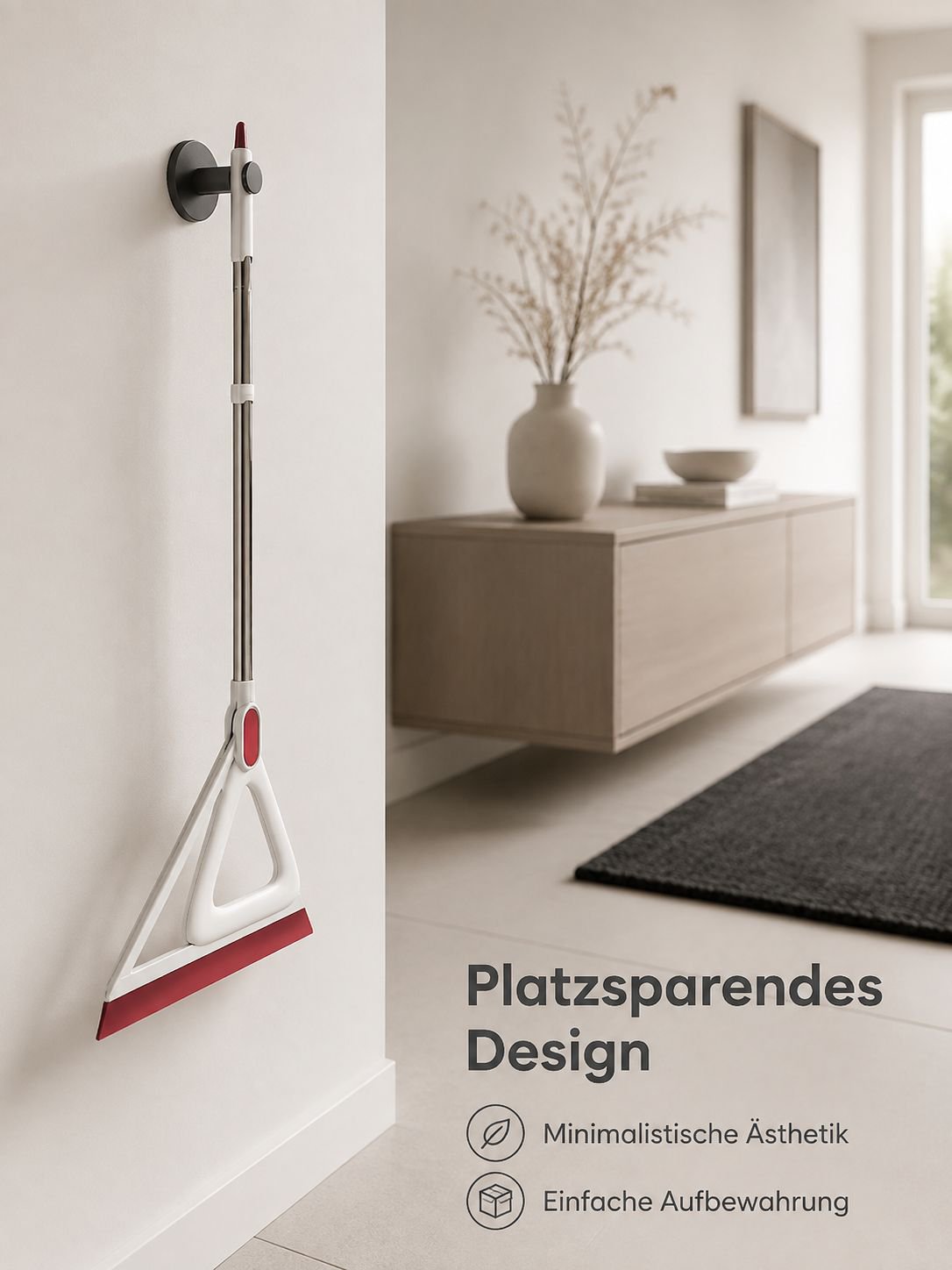 Zeigt den magischen Bodenwischer bei der Anwendung im Wohnzimmer
