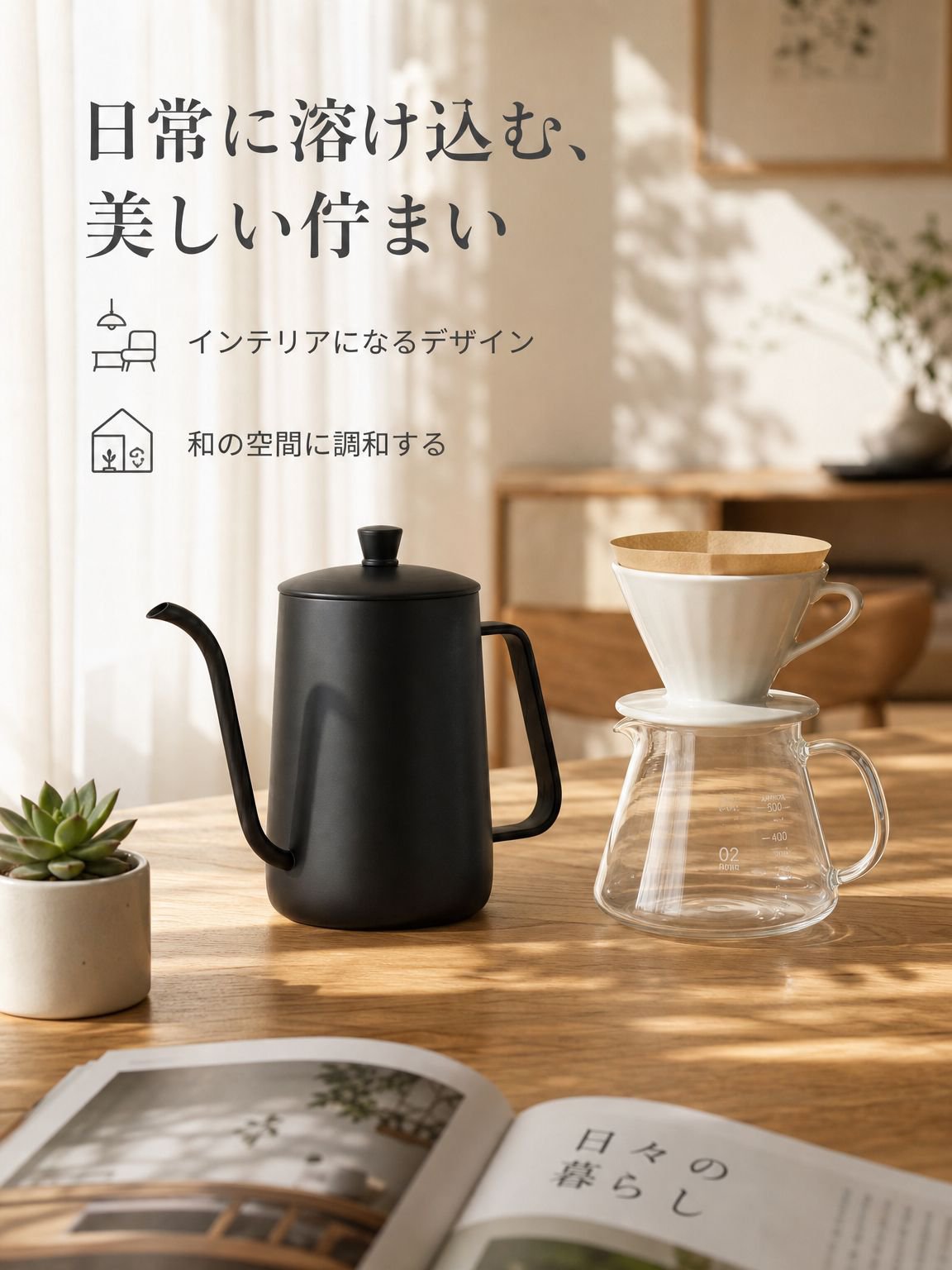 ステンレスハンドドリップコーヒーポット