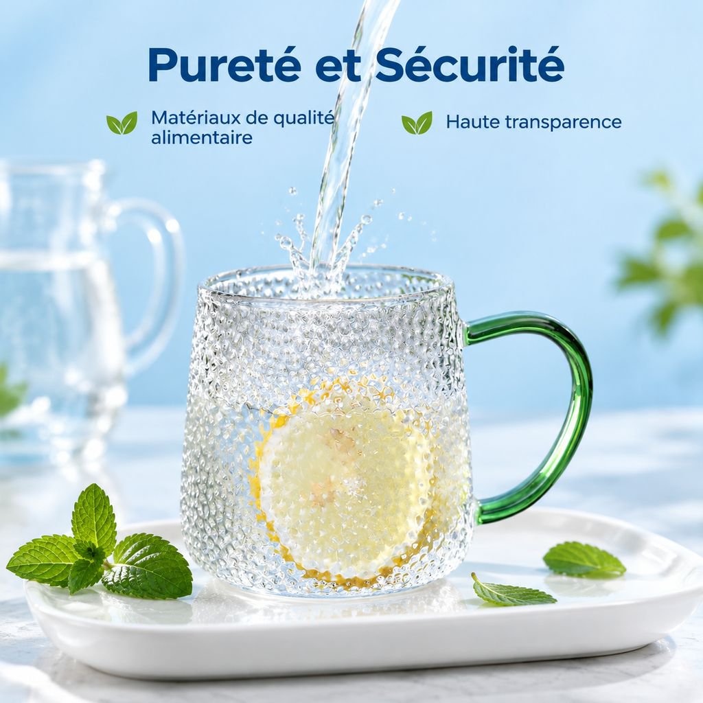 Tasse à thé en verre borosilicate avec texture martelée