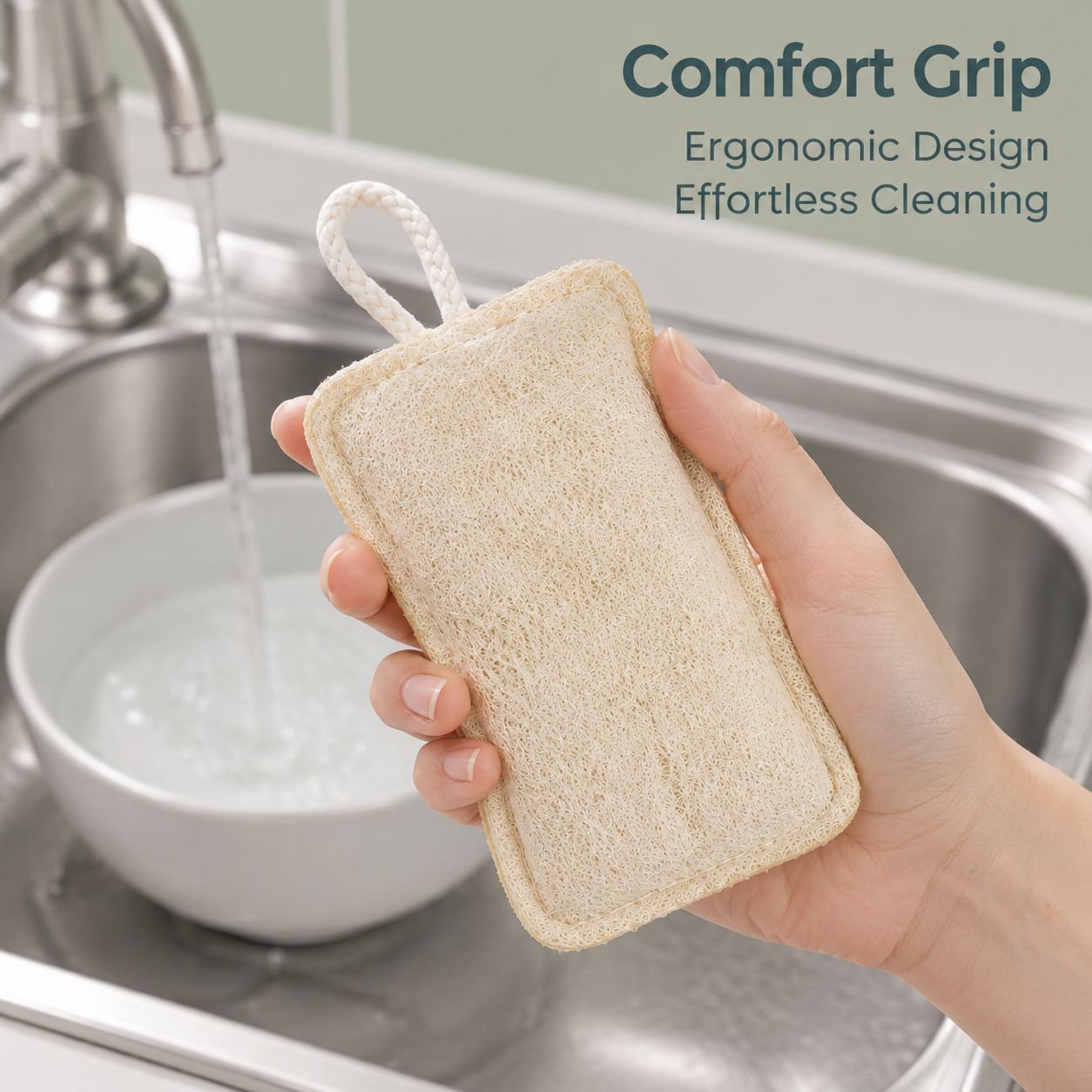 Natural wood pulp cotton sponge cleaning brush
